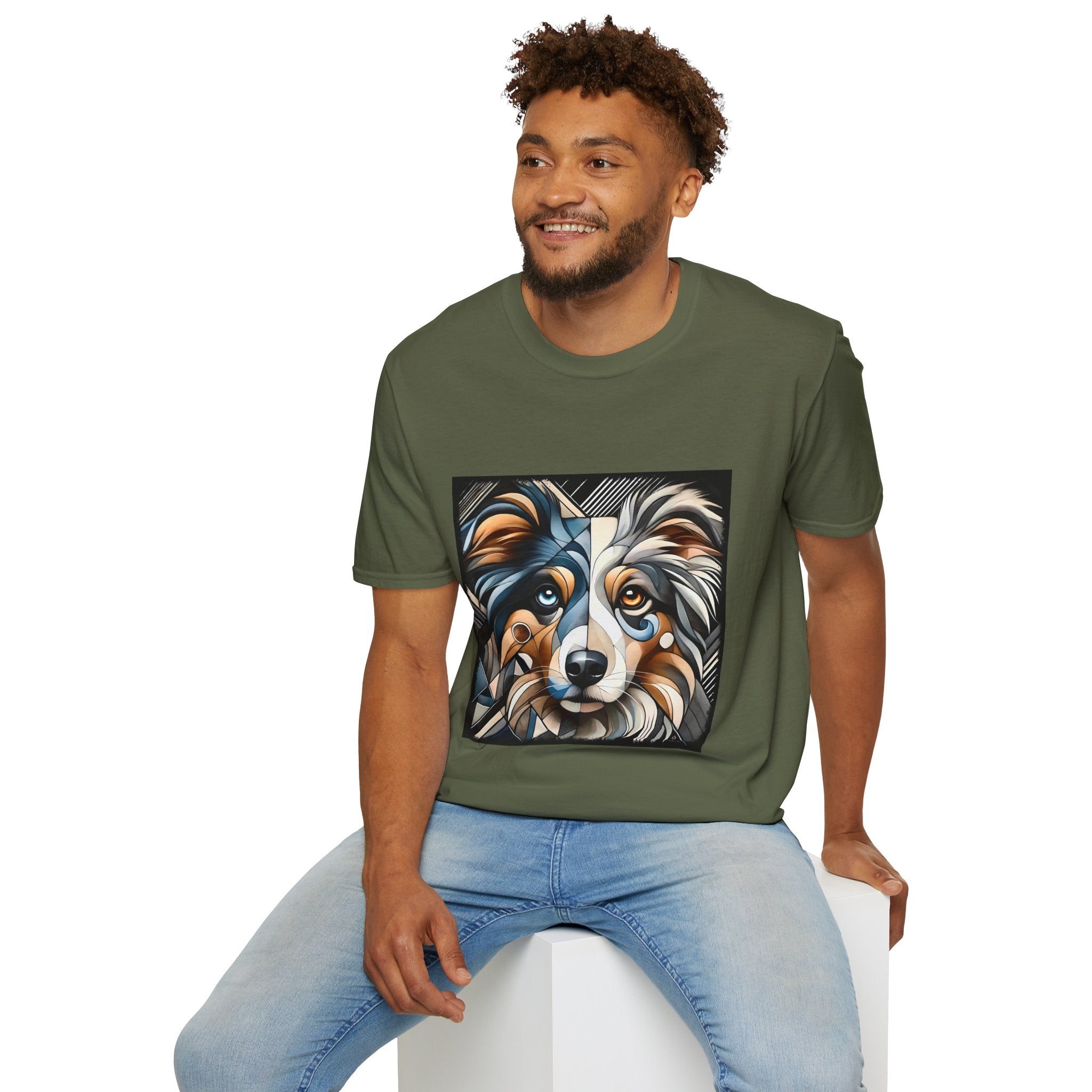 Miniature American Shepherd Merle Geometric | Unisex Dog T-Shirt