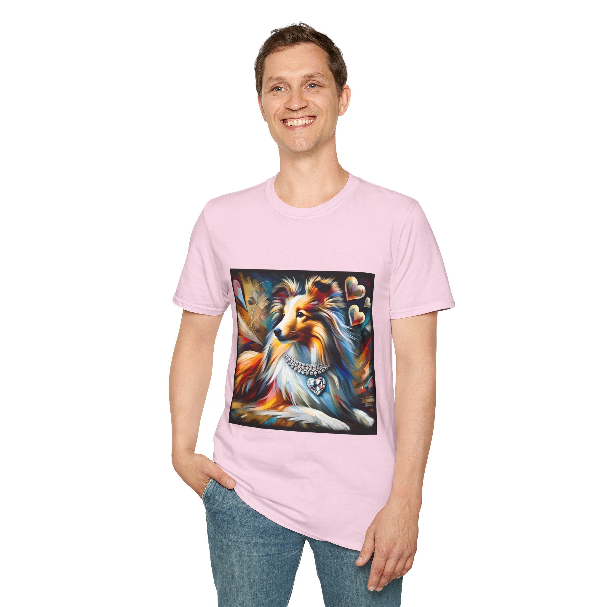 Shetland Sheepdog Diamond Heart Swirl | Unisex Dog T-Shirt