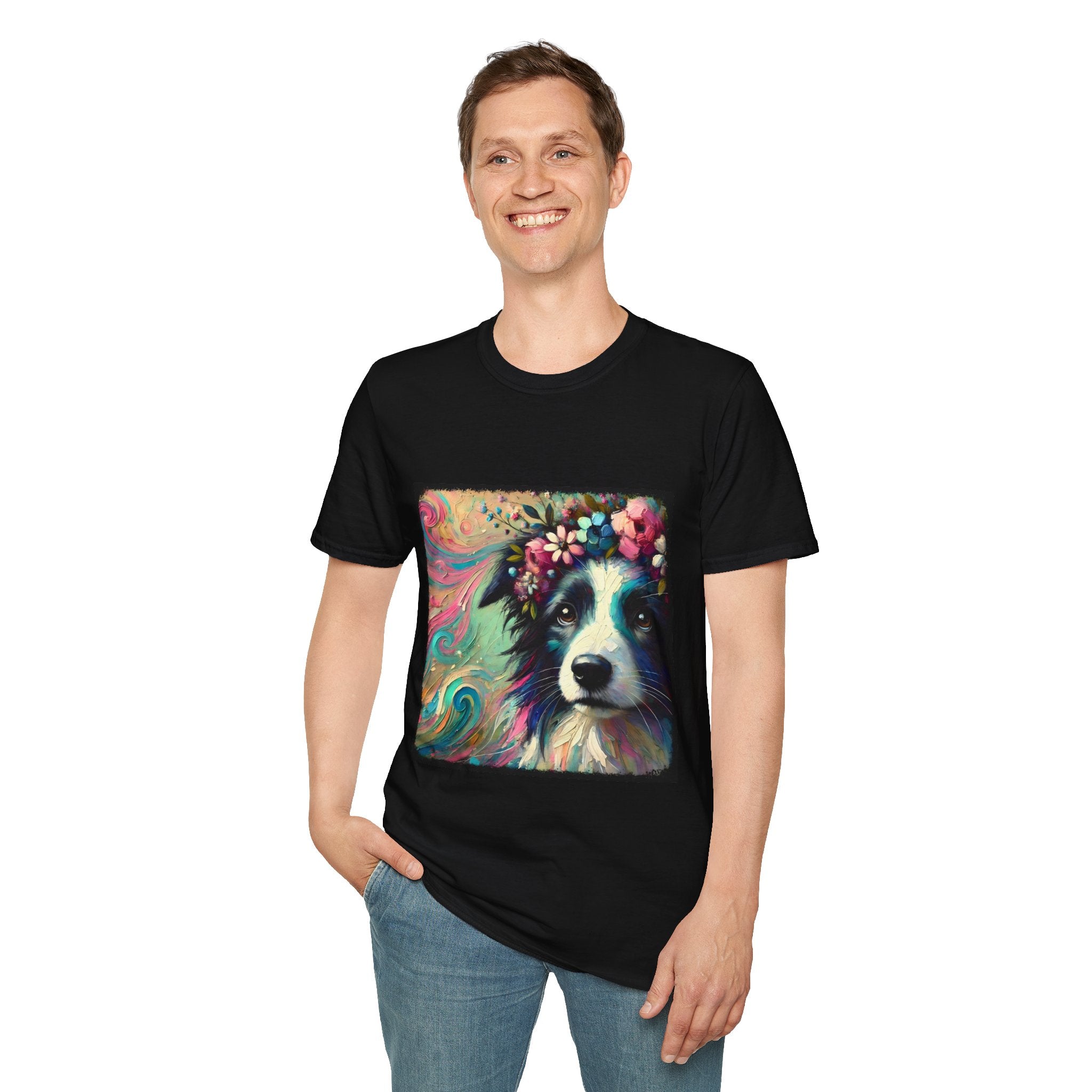 Border Collie Pastel Flower Classic | Unisex Dog T-Shirt