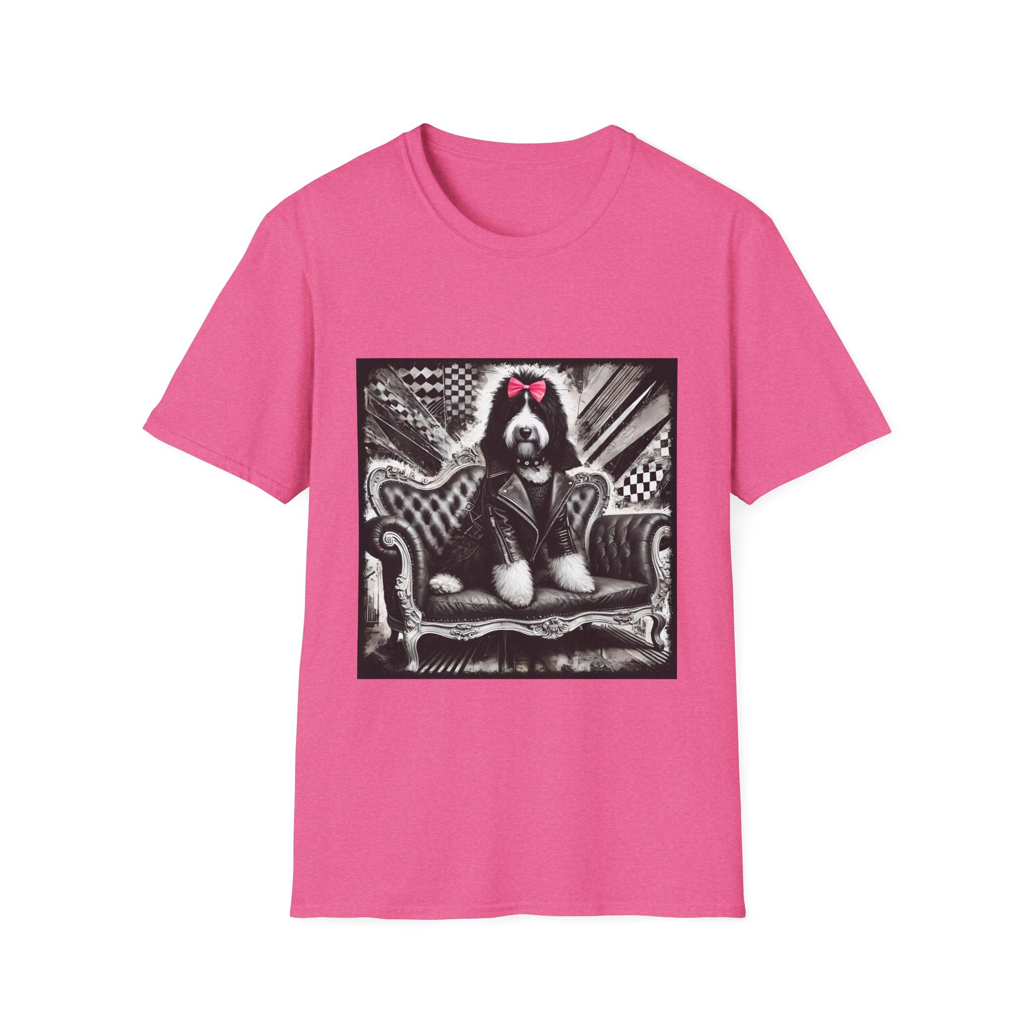 Bernedoodle B&W Pink Bow | Unisex Dog T-Shirt