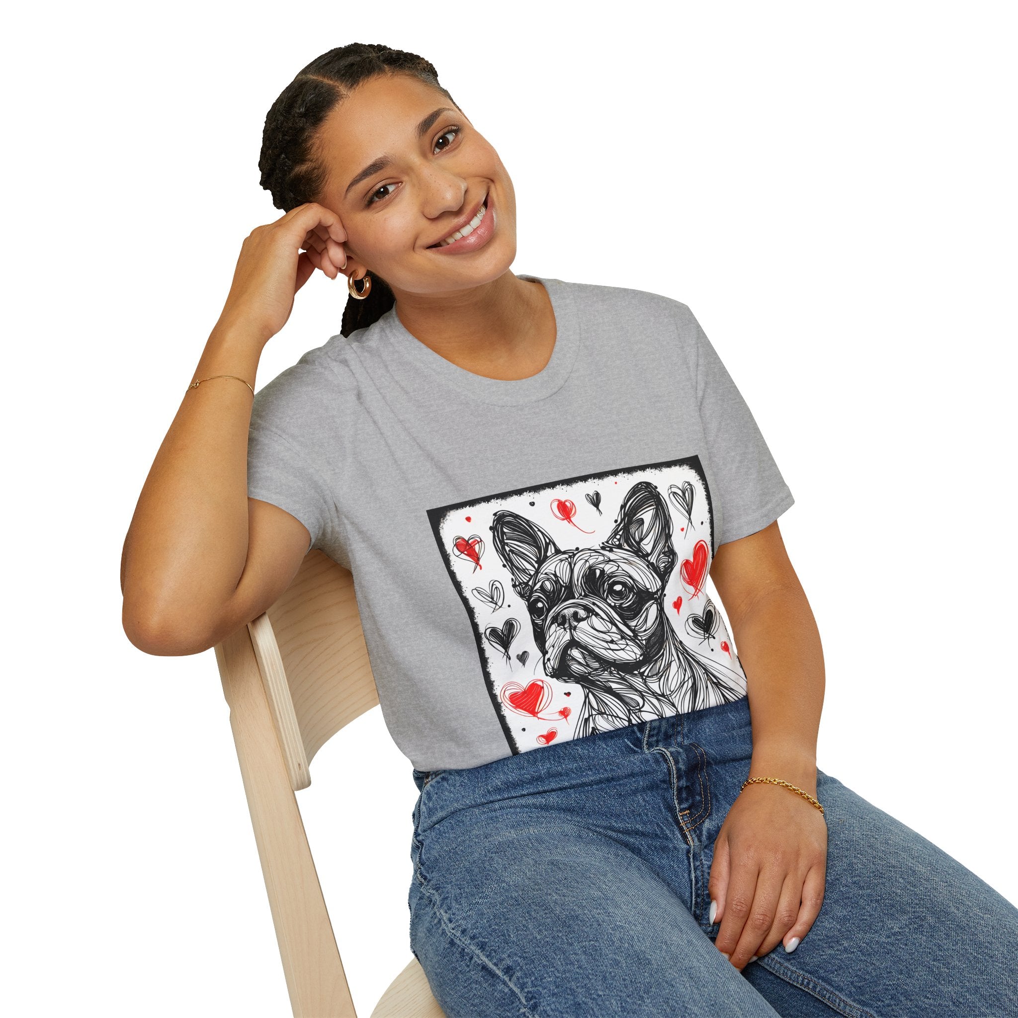 French bulldog Bold Heart Sketch | Unisex Dog T-Shirt