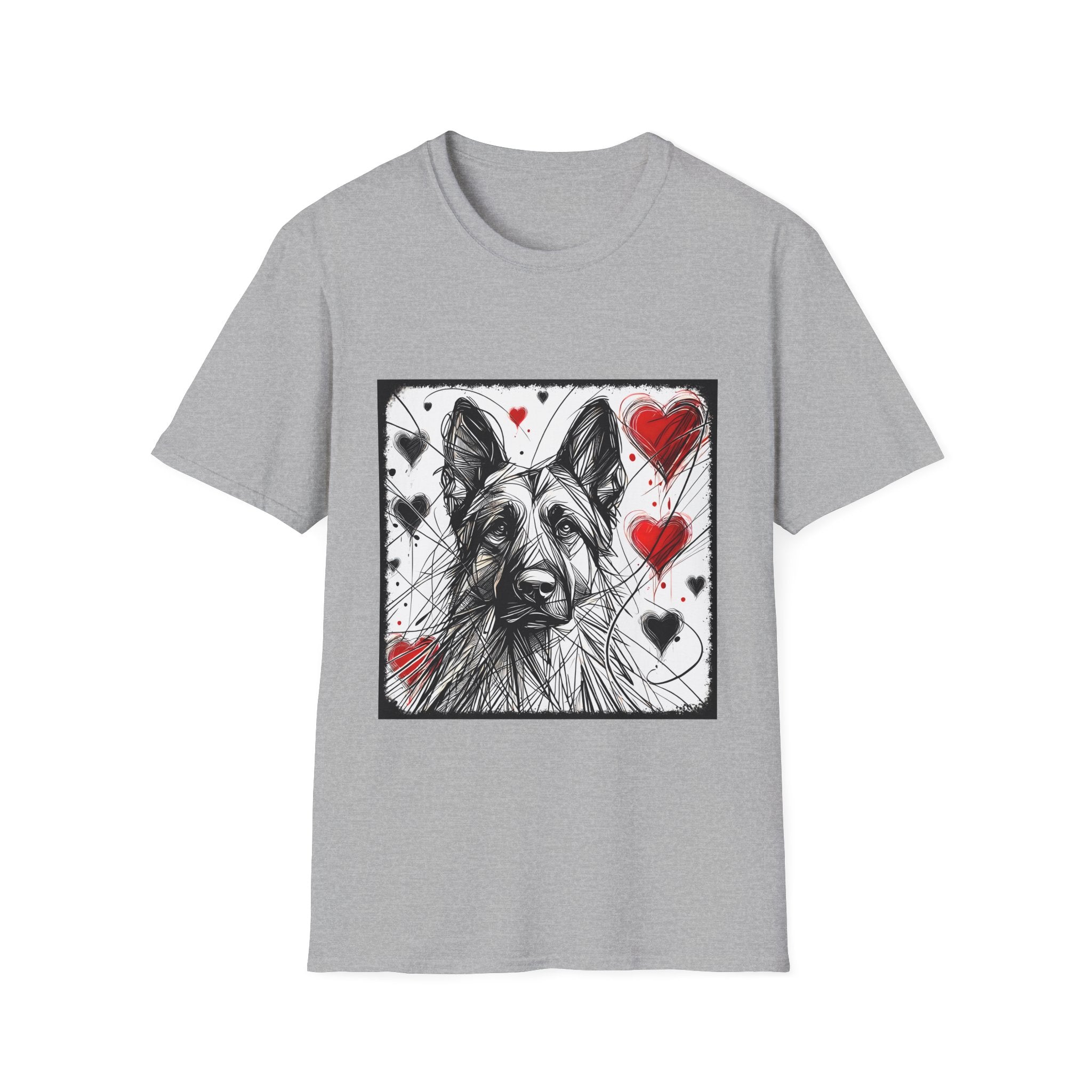 German Shepherd Big Heart Sketch | Unisex Dog T-Shirt