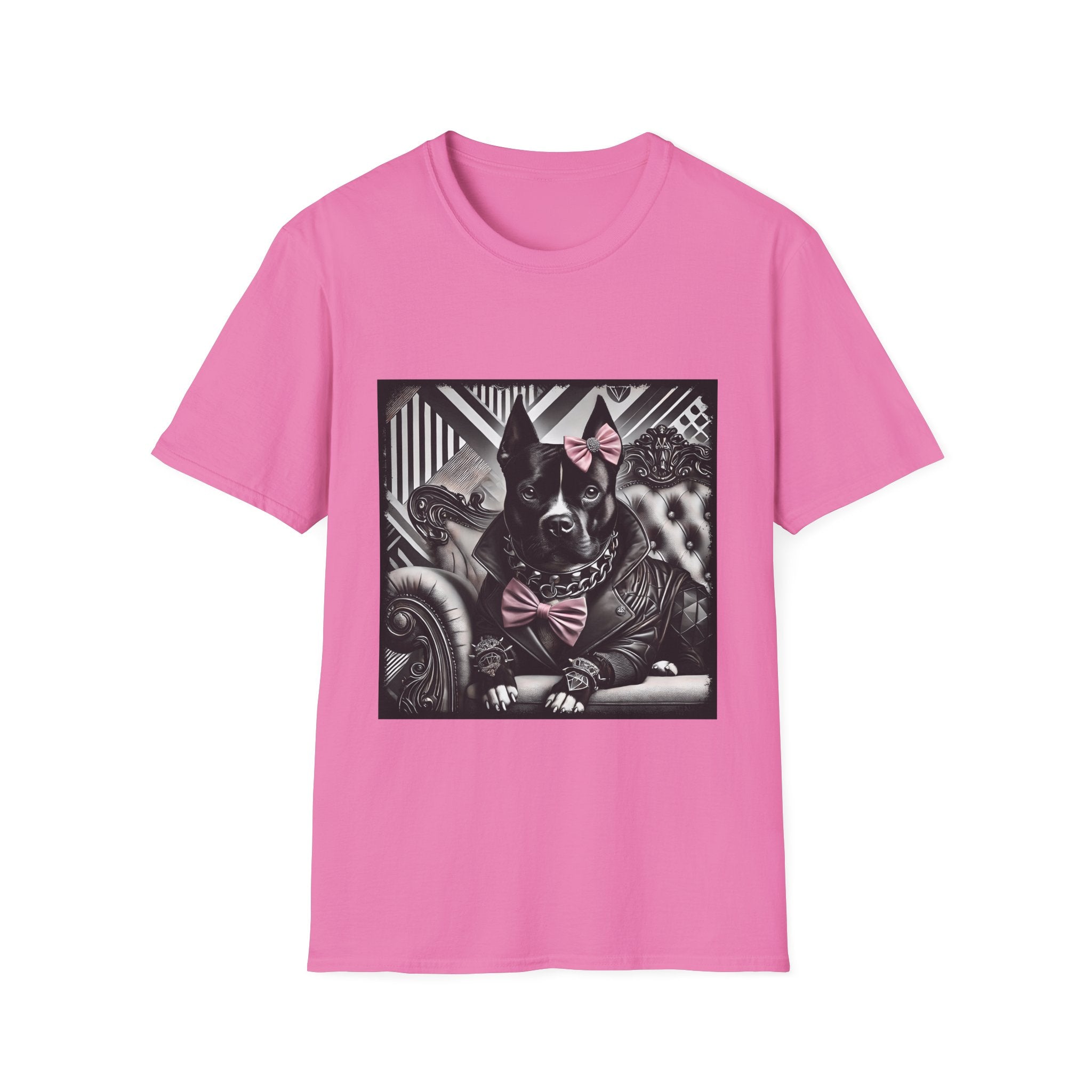 American Pit Bull Terrier B&W Pink Bow Rocker | Unisex Dog T-Shirt