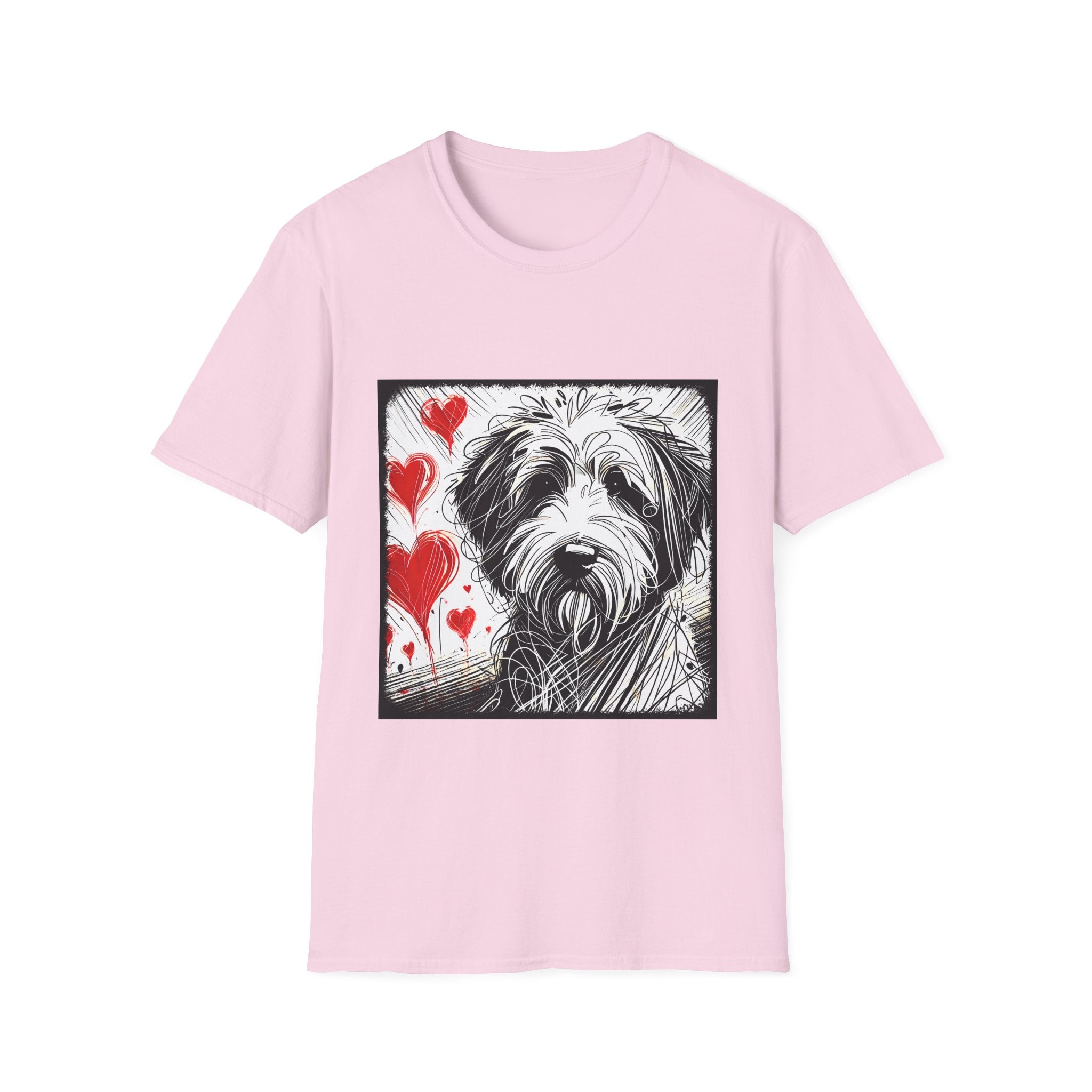 Sheepadoodle Bold Heart Sketch | Unisex Dog T-Shirt