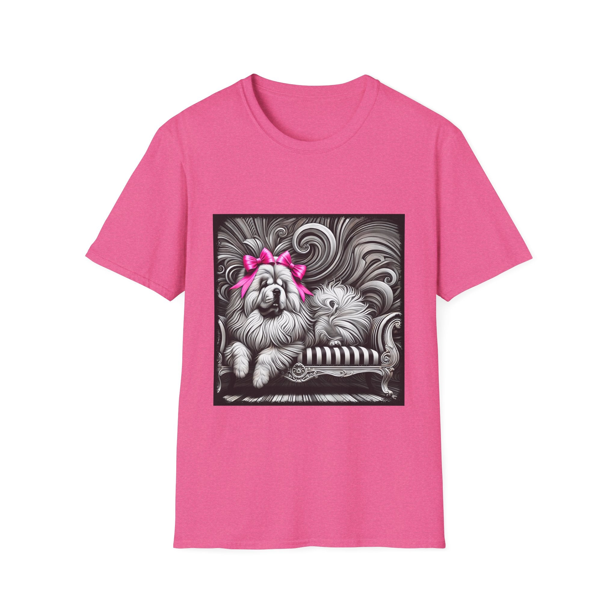 Chow Chow B&W Pink Bow | Unisex Dog T-Shirt