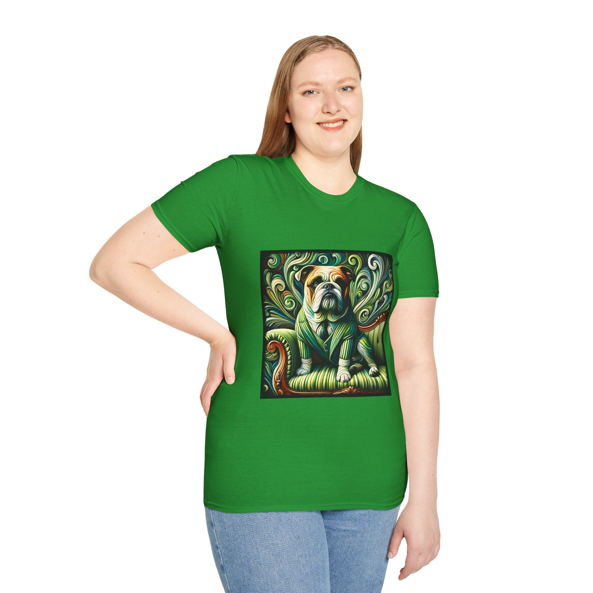 Bulldog Green Swirl | Unisex Dog T-Shirt
