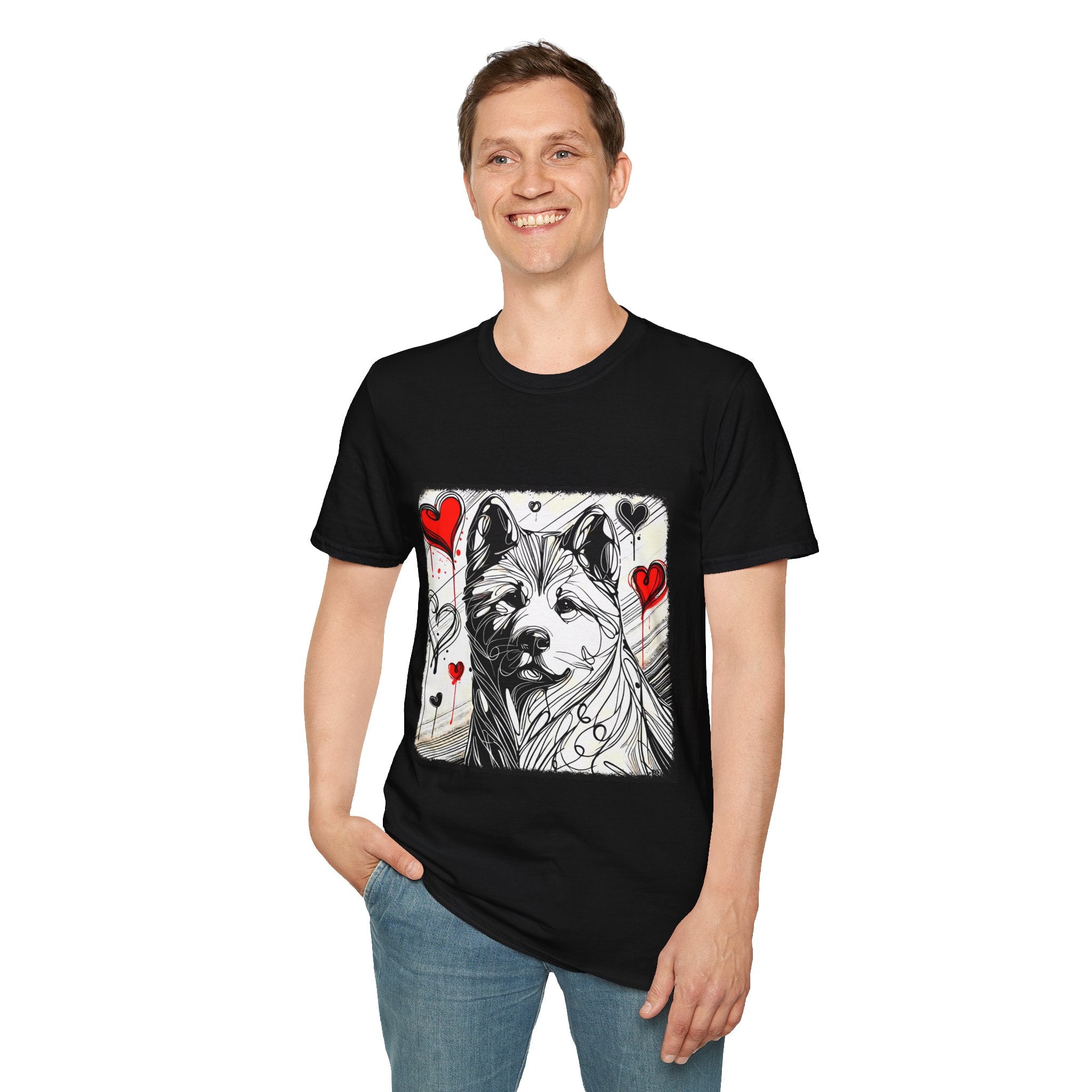 Akita Bold Heart Sketch | Unisex Dog T-Shirt