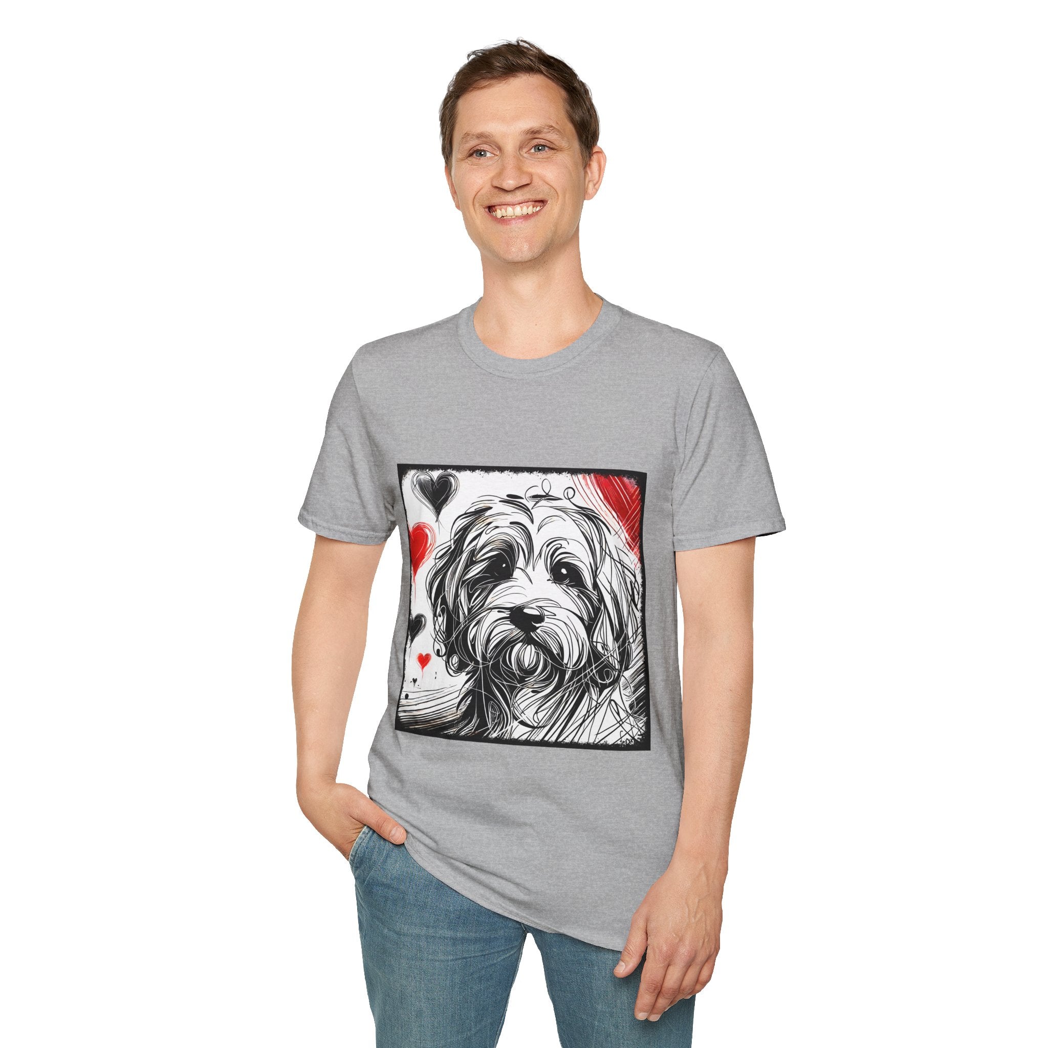 Cavapoo Bold Heart Sketch | Unisex Dog T-Shirt