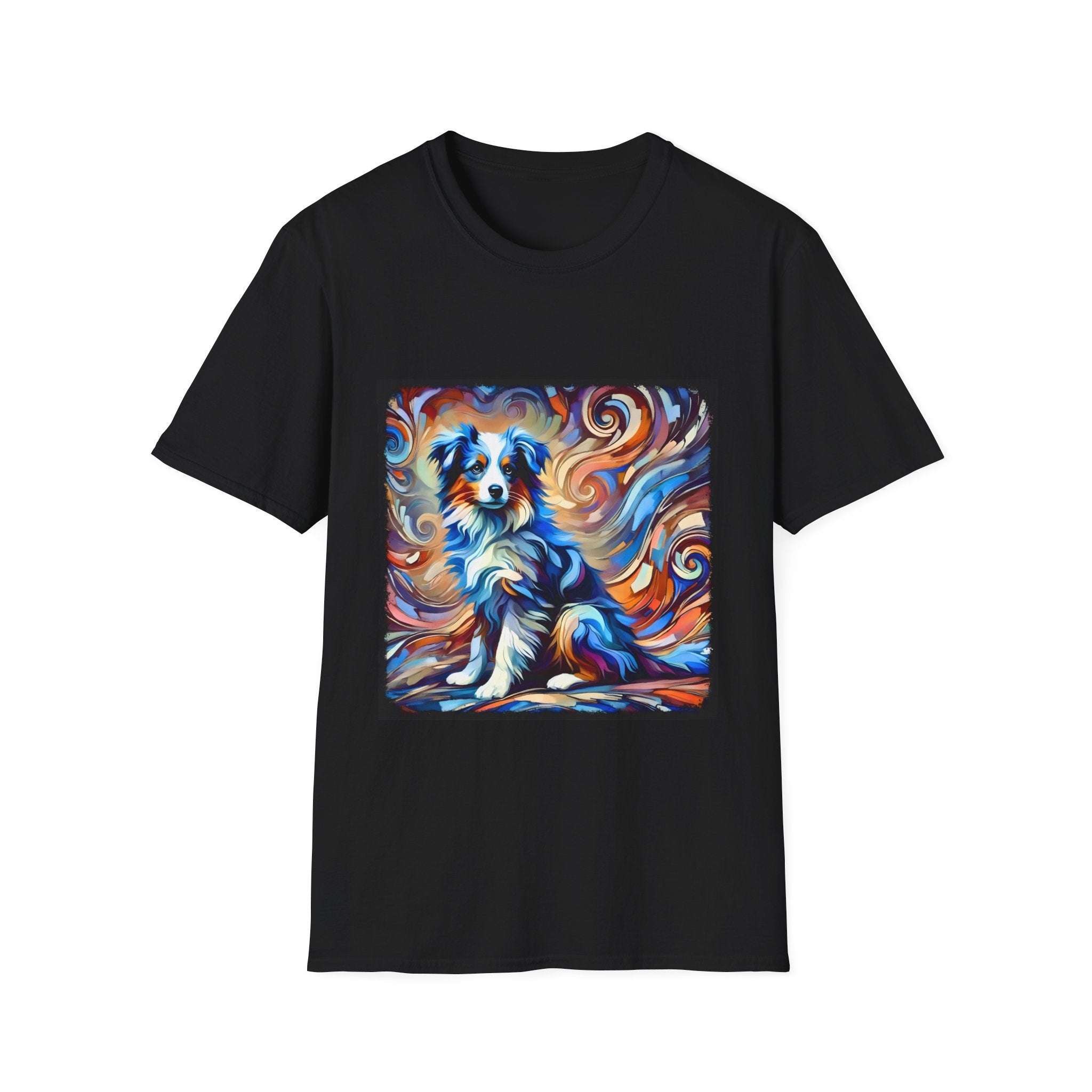 Miniature American Shepherd Blue Merle Swirl | Unisex Softstyle T-Shirt
