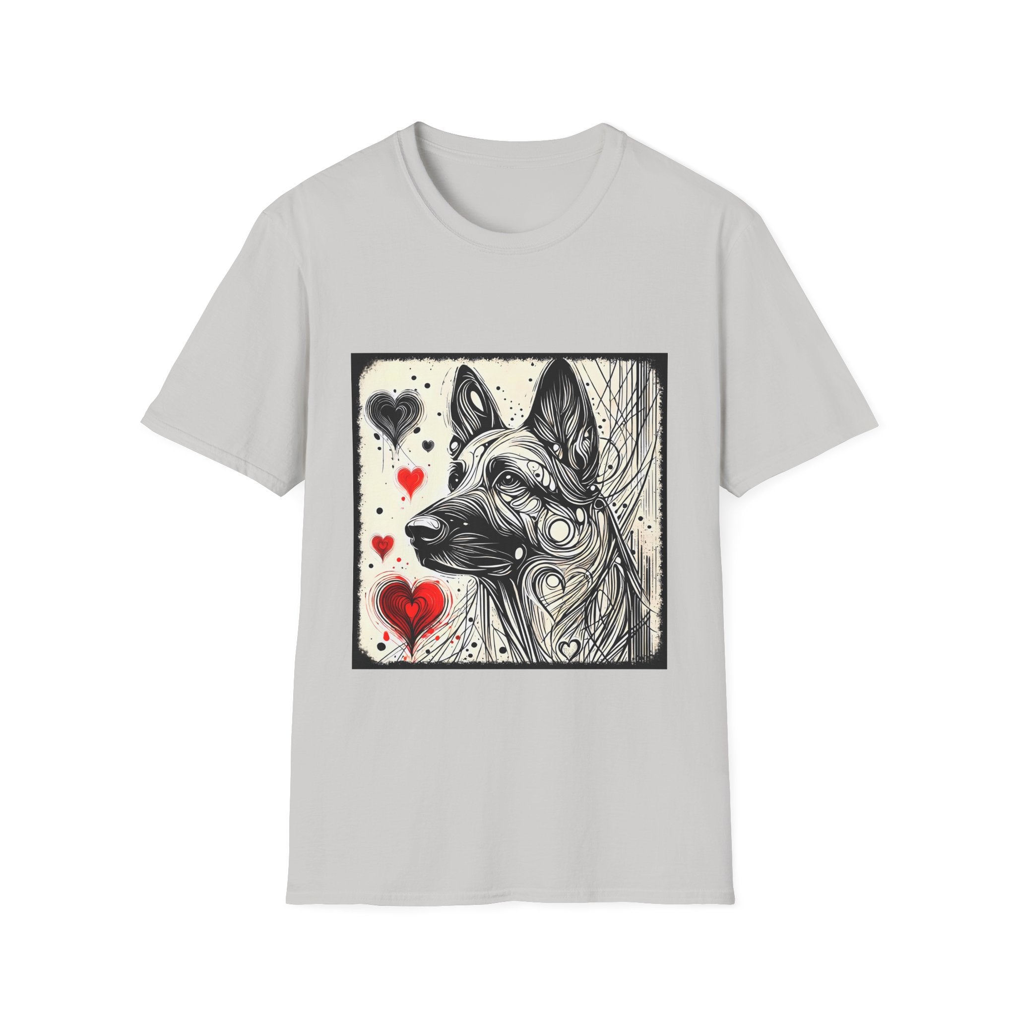 German Shepherd Bold Heart Sketch | Unisex Dog T-Shirt