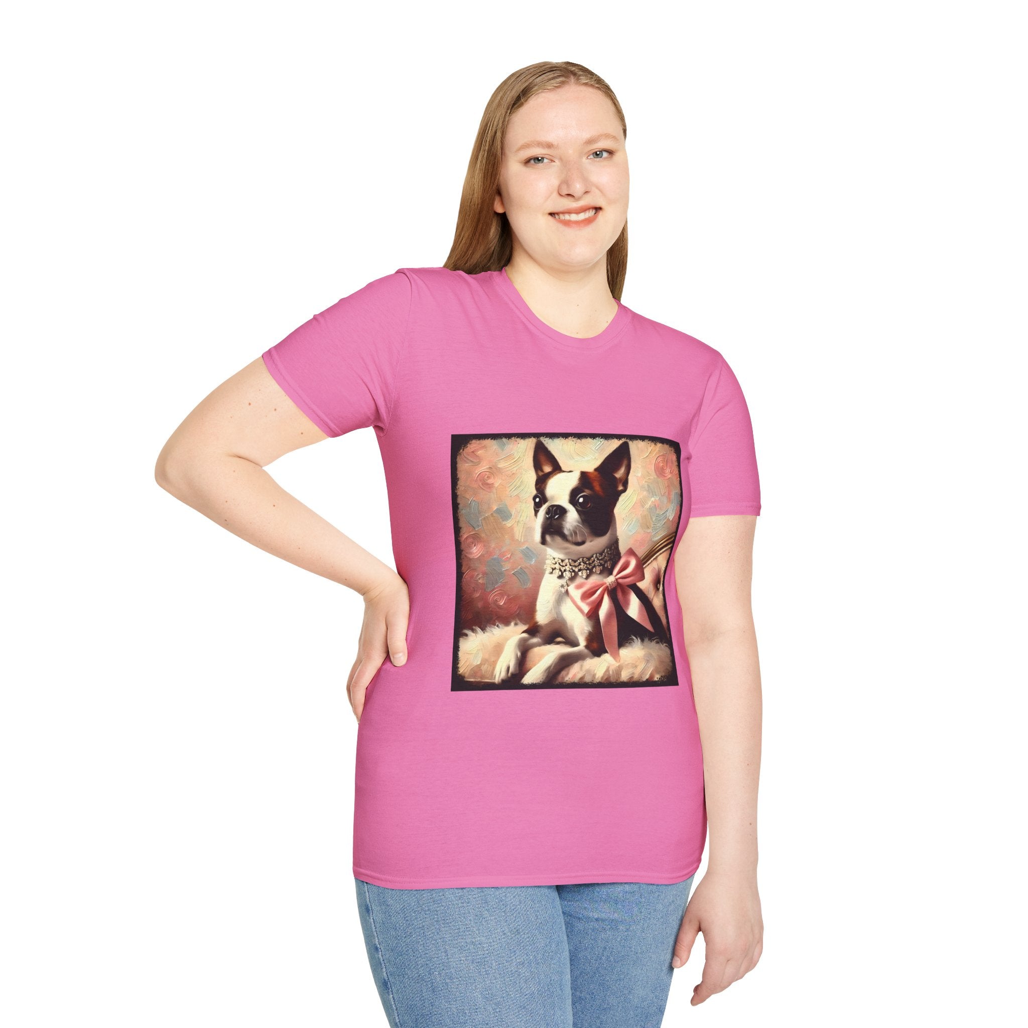 Boston Terrier Pink Bow Classic | Unisex Dog T-Shirt