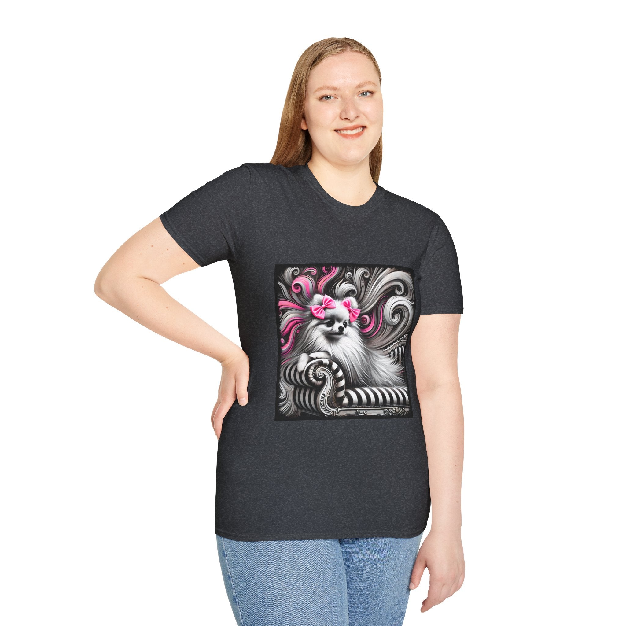Pomeranian B&W Pink Bows | Unisex Dog T-Shirt