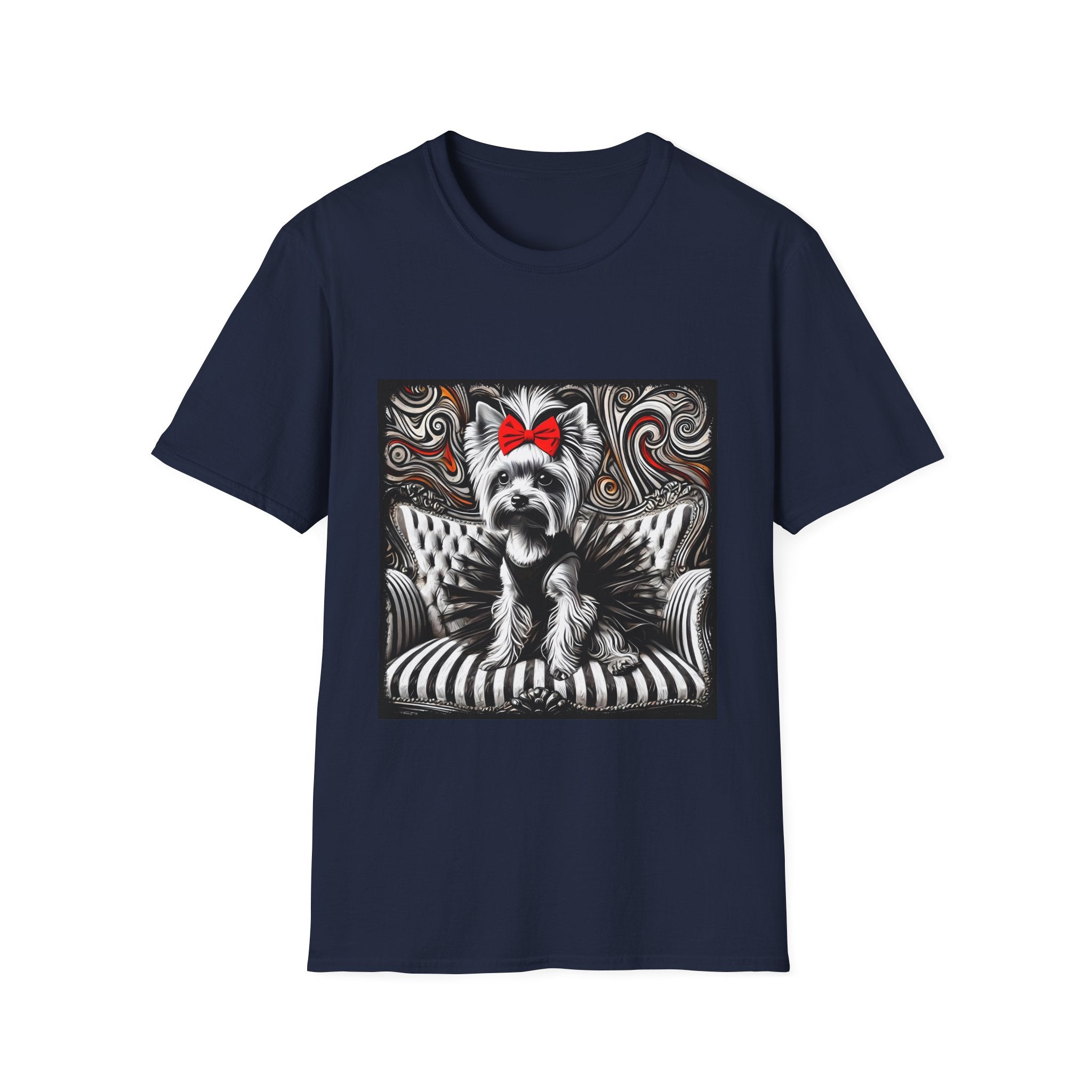 Yorkshire Terrier B&W Red Bow Bold | Unisex Dog T-Shirt