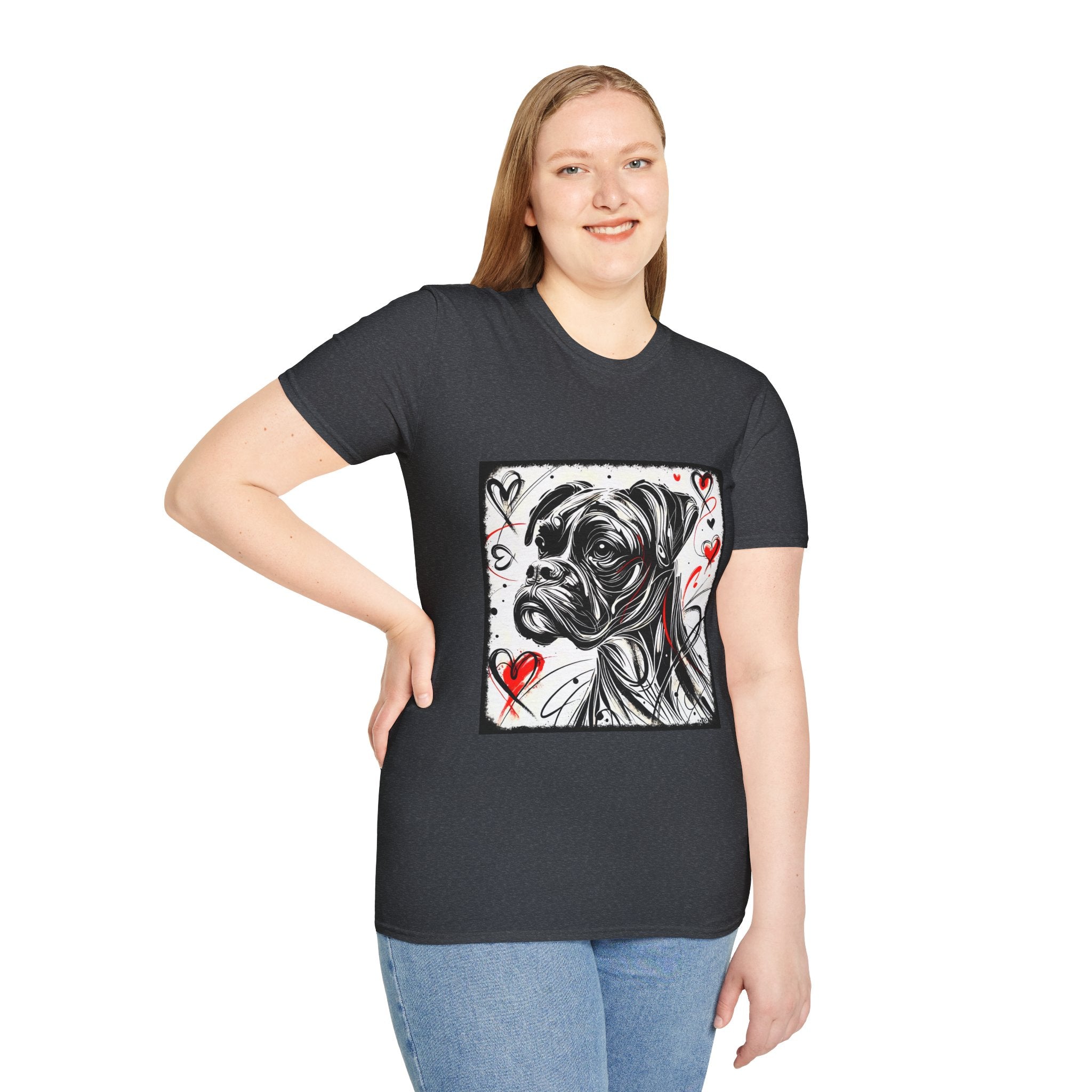 Boxer Bold Heart Sketch | Unisex Dog T-Shirt