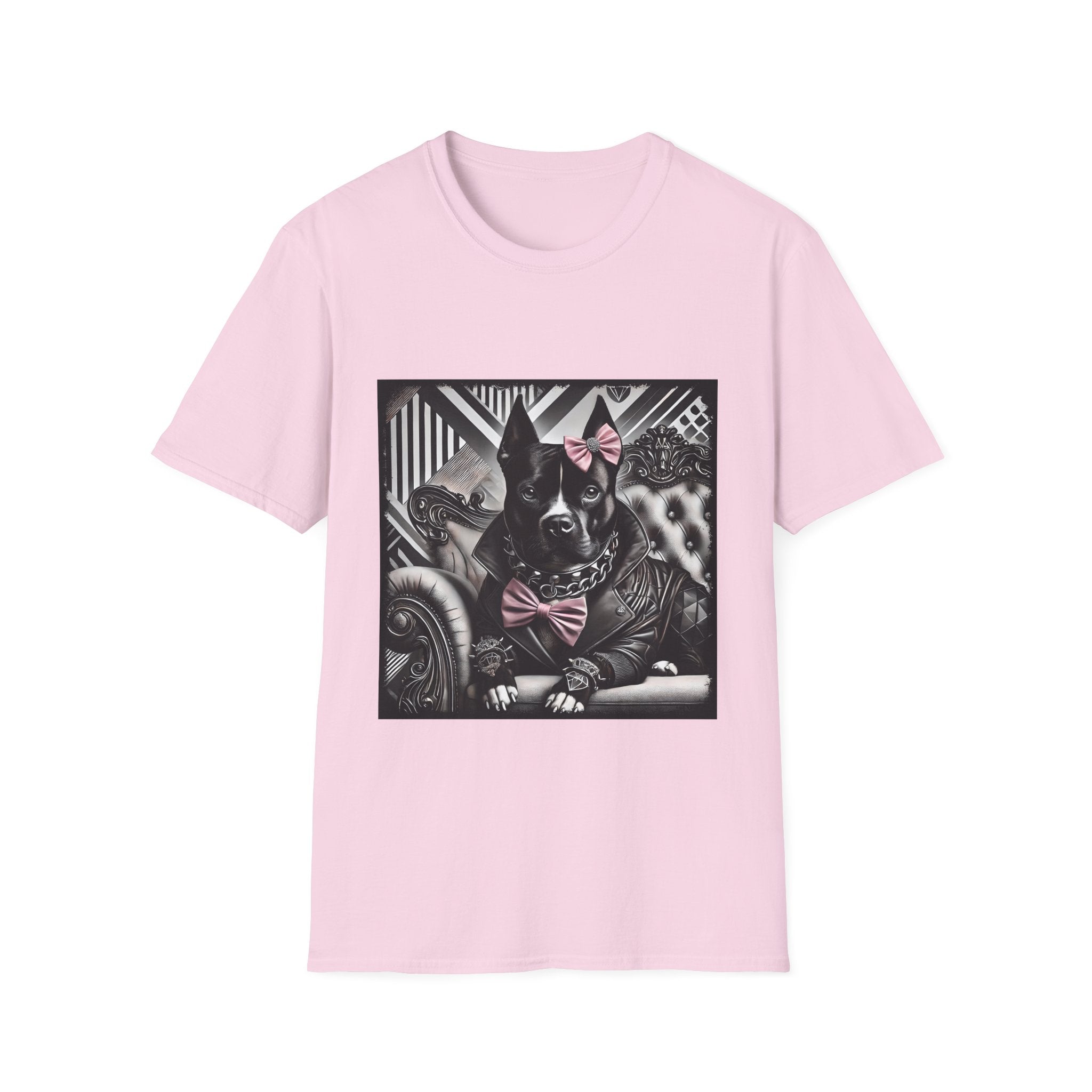 American Pit Bull Terrier B&W Pink Bow Rocker | Unisex Dog T-Shirt