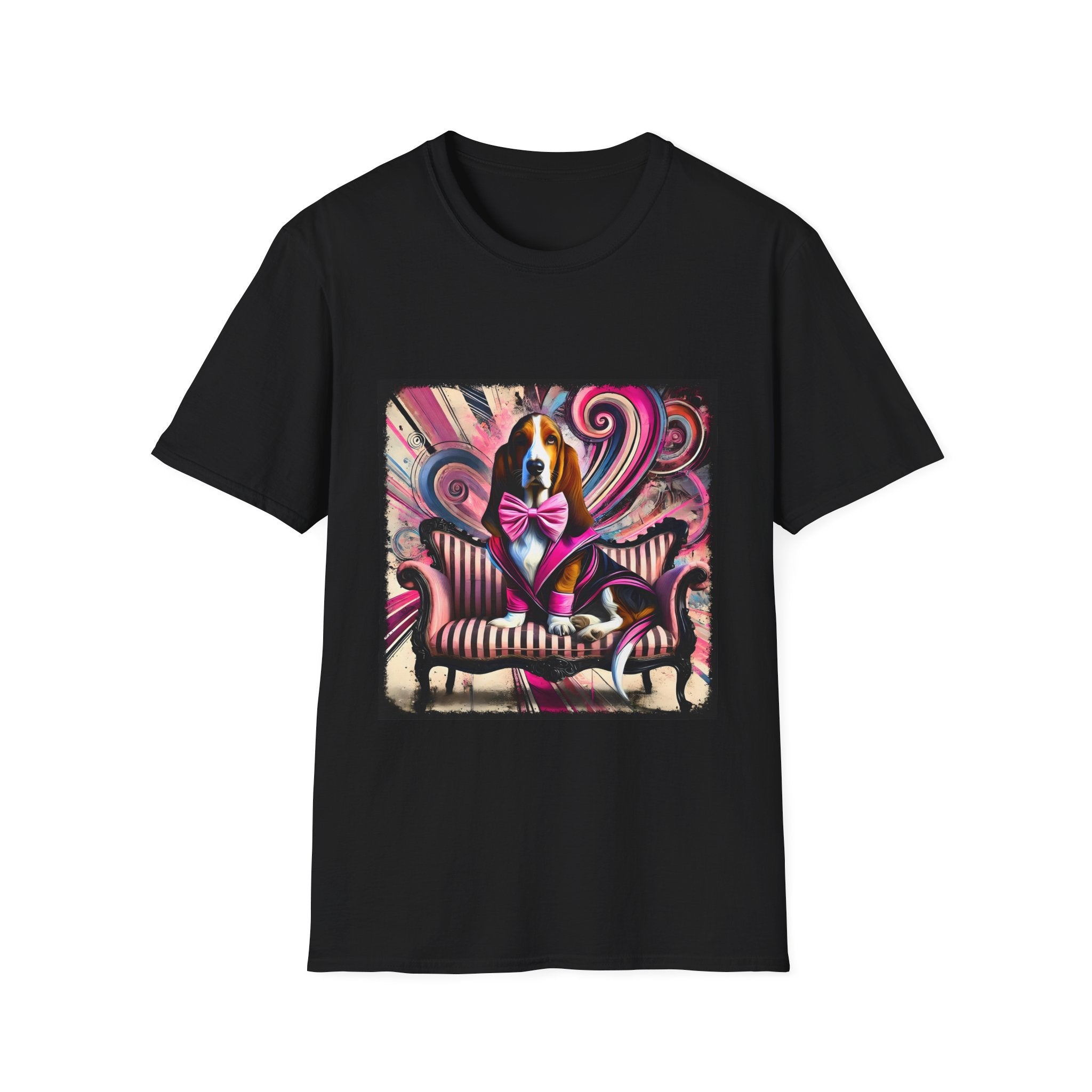 Basset Hound Pink Swirl Bold | Unisex Dog T-Shirt