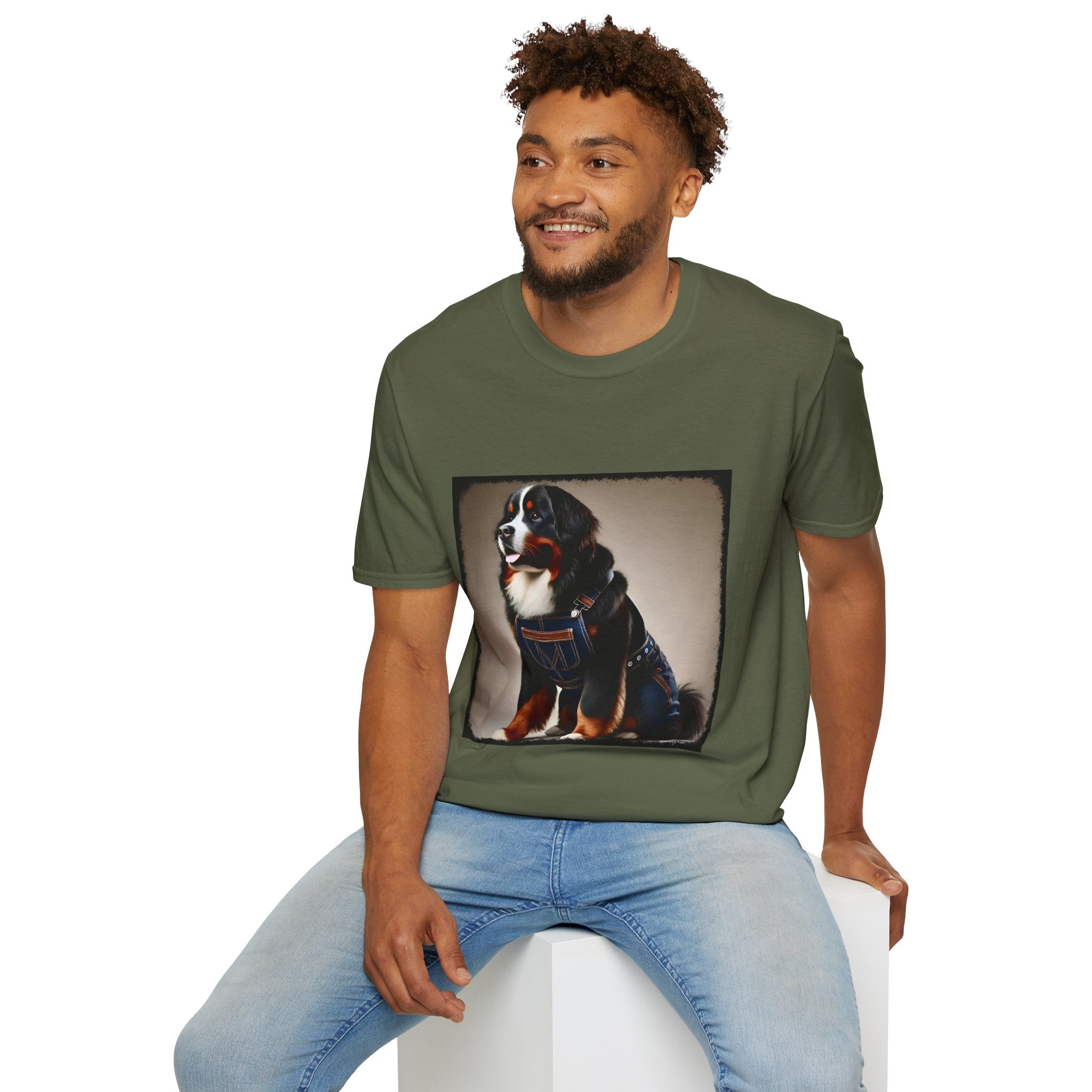 Bernese Mountain Dog Denim Darling | Unisex Dog T-Shirt