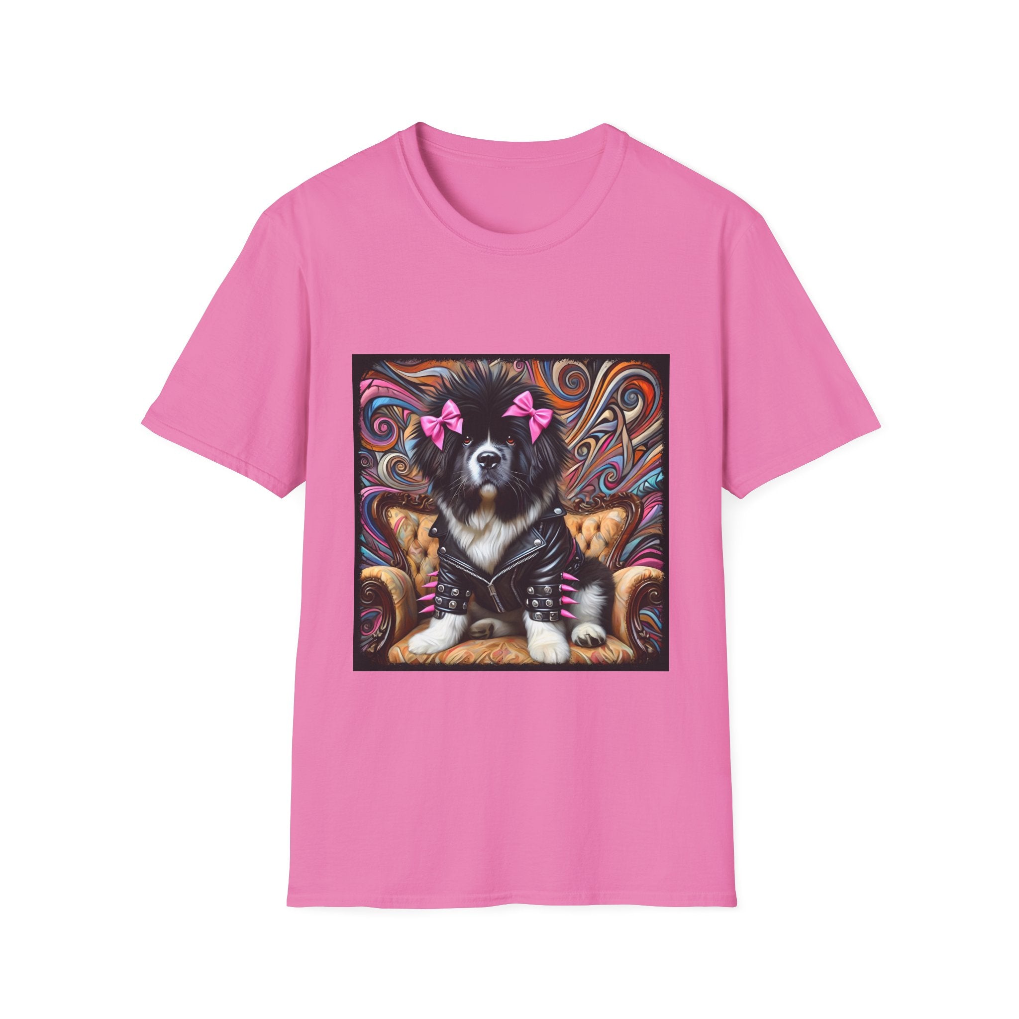 Newfoundland Pink Bow Vivid Rocker | Unisex Dog T-Shirt