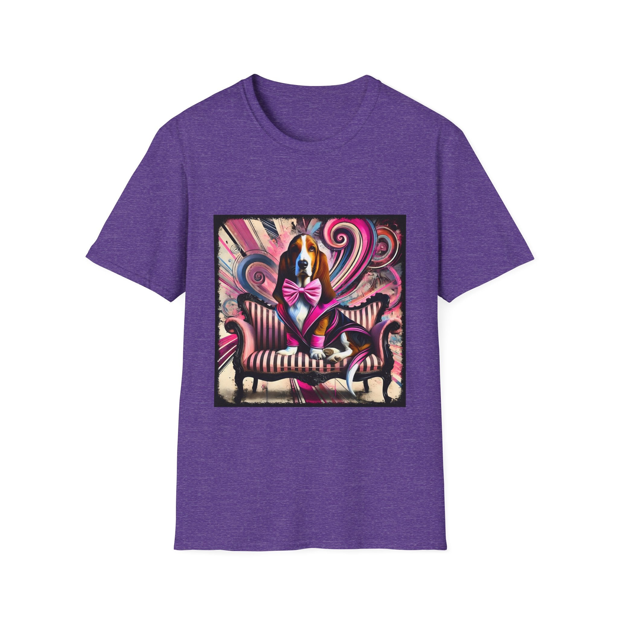 Basset Hound Pink Swirl Bold | Unisex Dog T-Shirt
