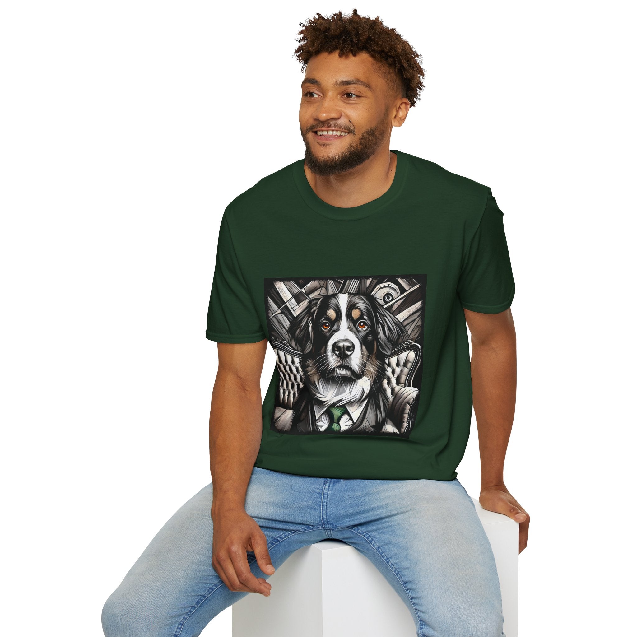 Bernese Mountain Dog B&W Bold Eyes | Unisex Dog T-Shirt