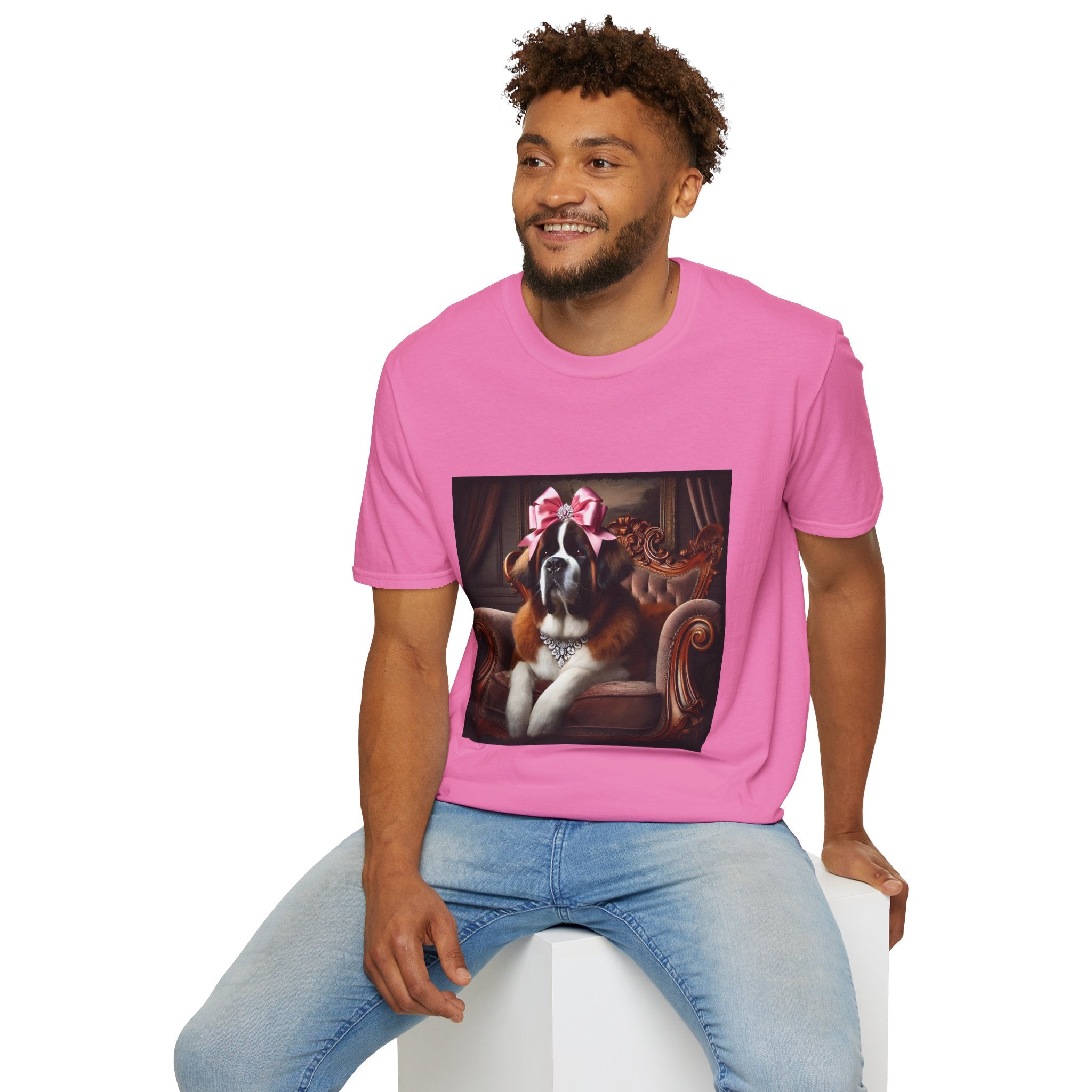 Saint Bernard Pink Bow Princess | Unisex Dog T-Shirt