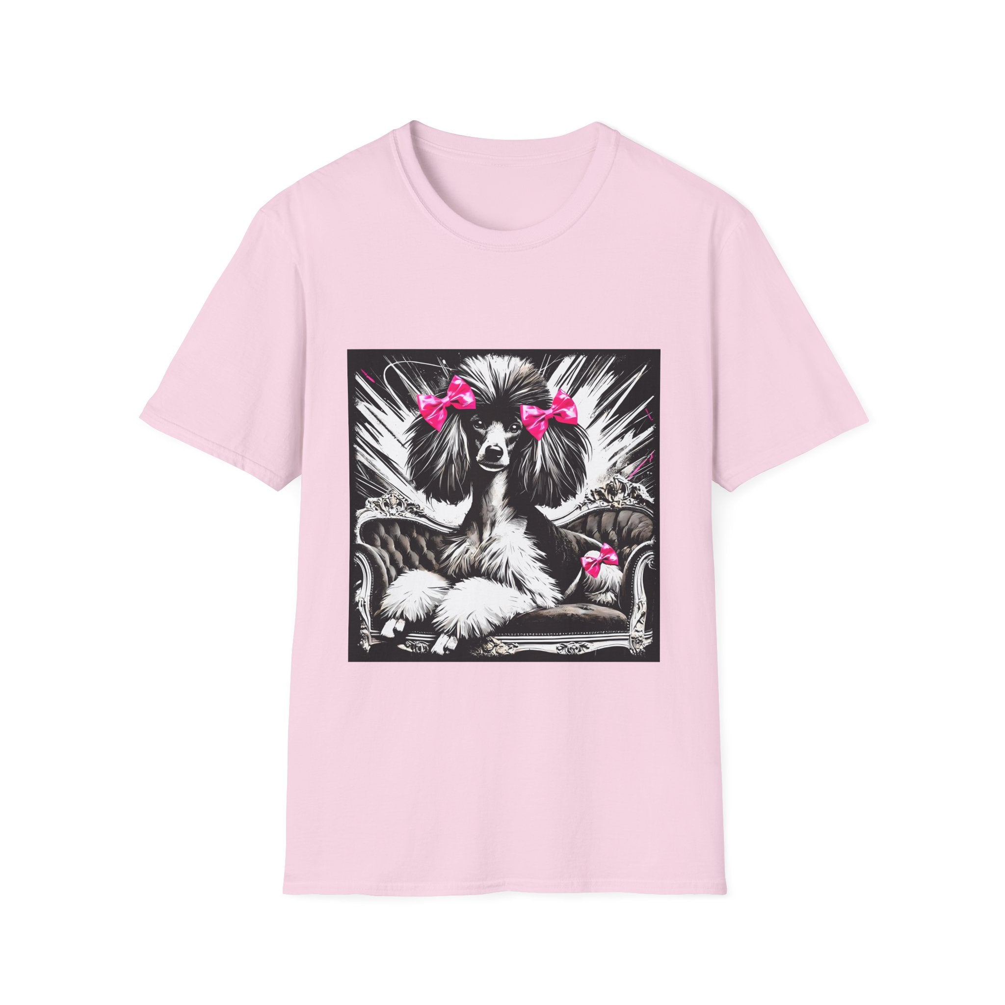 Poodle B&W Pink Bow Bold | Unisex Dog T-Shirt