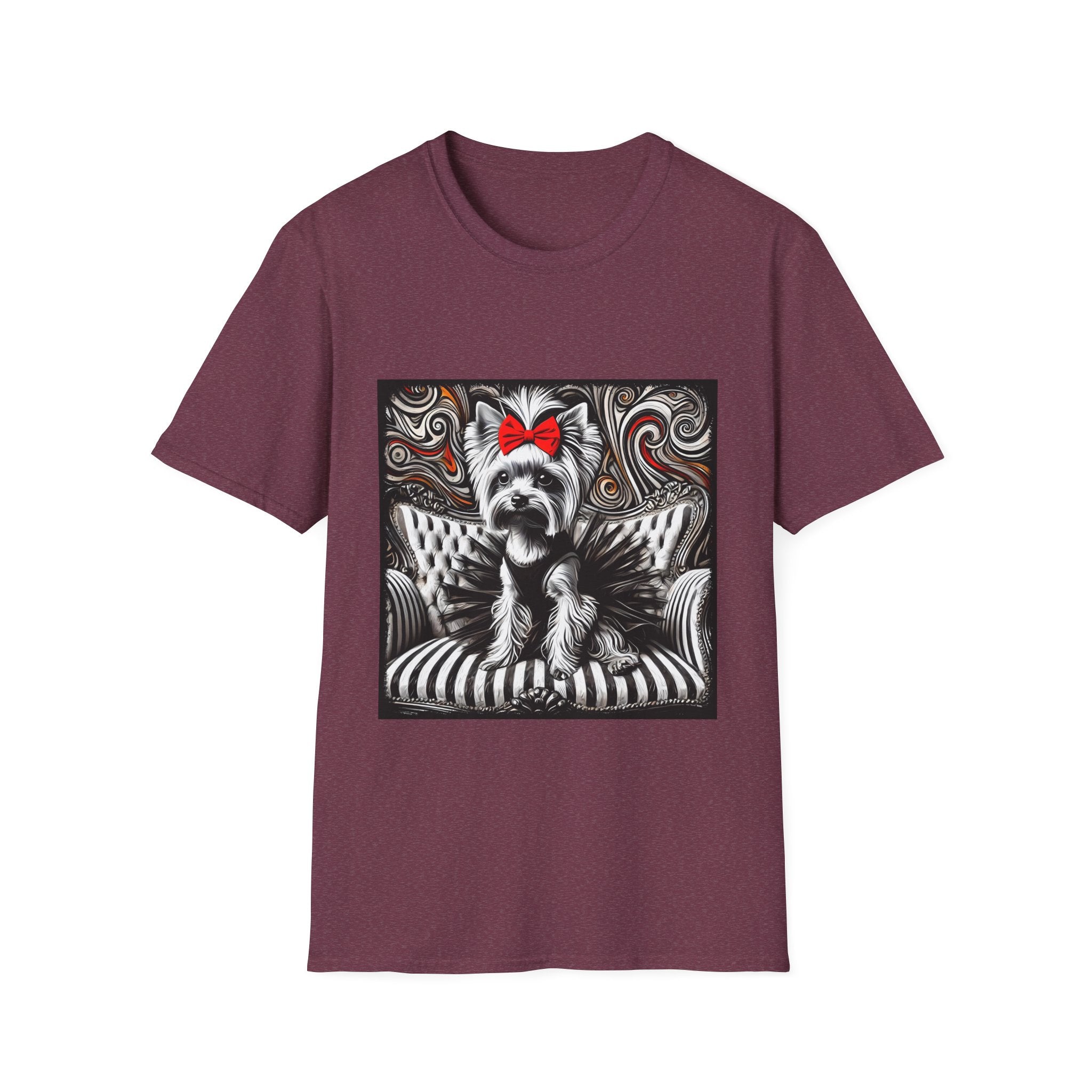 Yorkshire Terrier B&W Red Bow Bold | Unisex Dog T-Shirt
