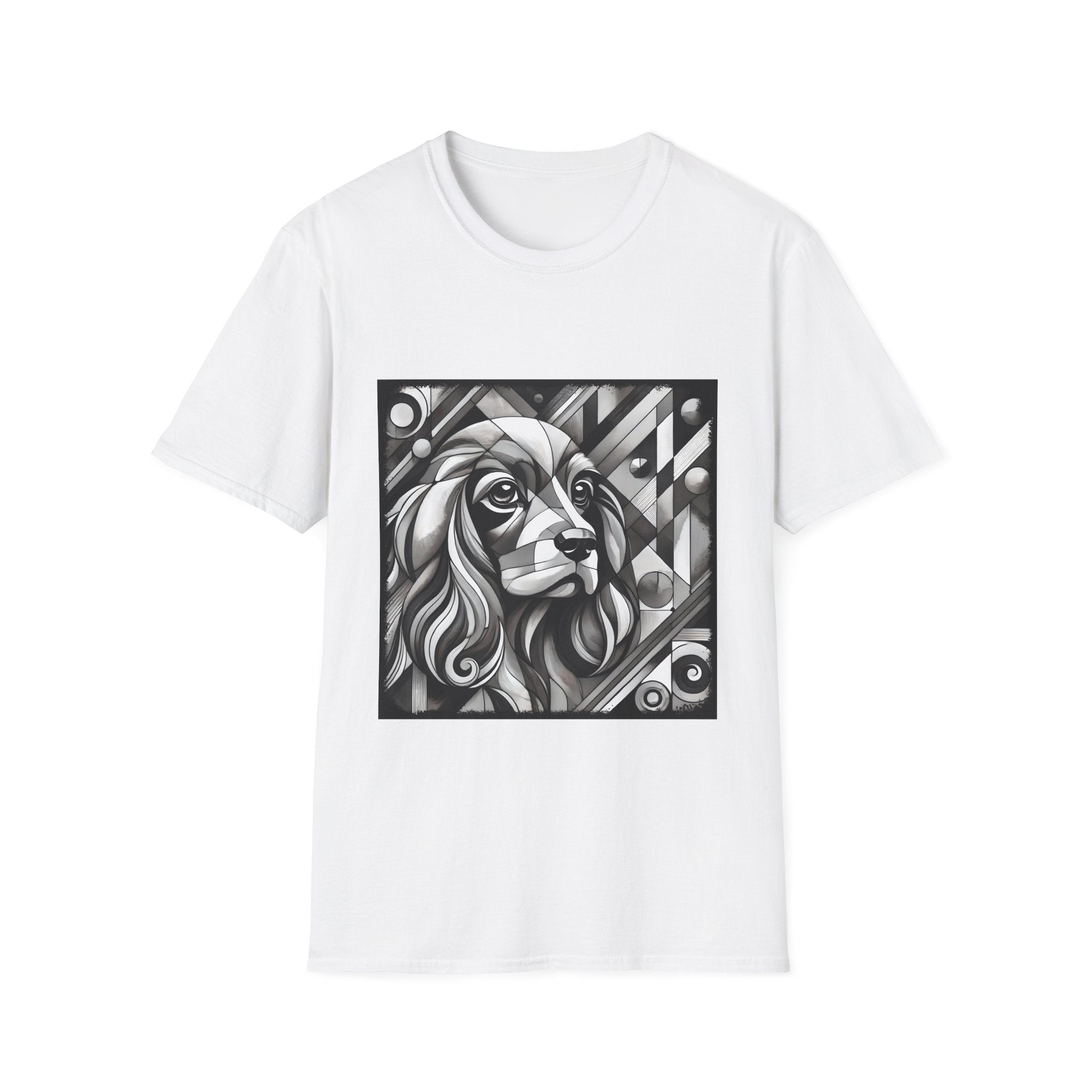 Cocker Spaniel B&W Bold Geometric | Unisex Dog T-Shirt