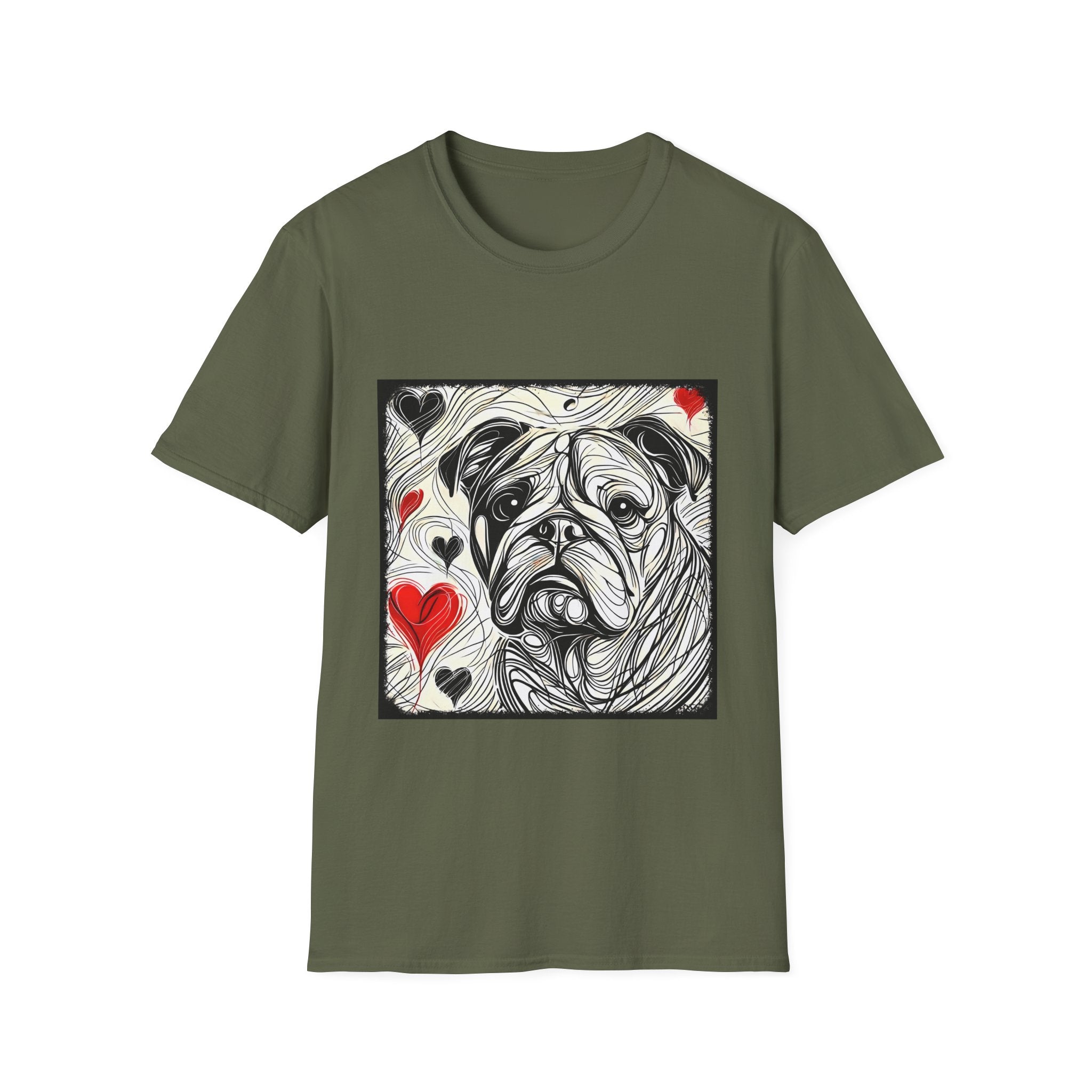Bulldog Bold Heart Sketch | Unisex Dog T-Shirt