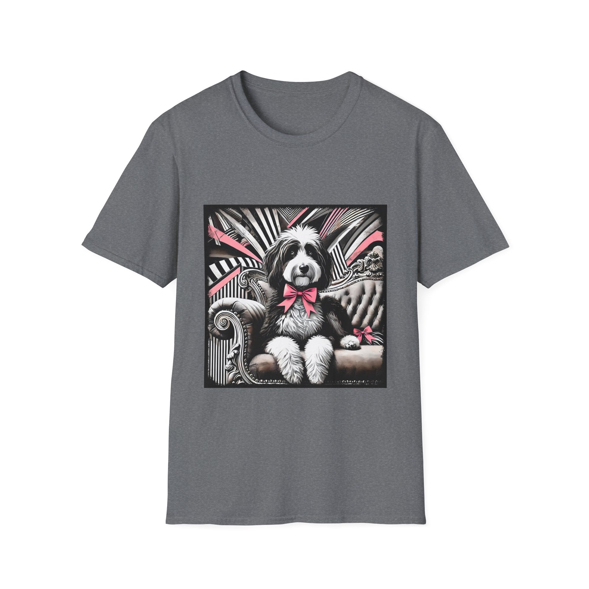 Bernedoodle B&W Pink Bow| Unisex Dog T-Shirt