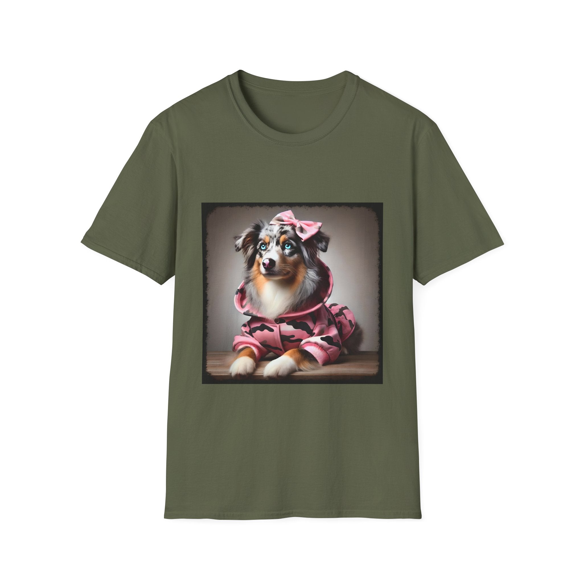 Miniature American Shepherd Pink Camo Cutie | Unisex Dog T-Shirt