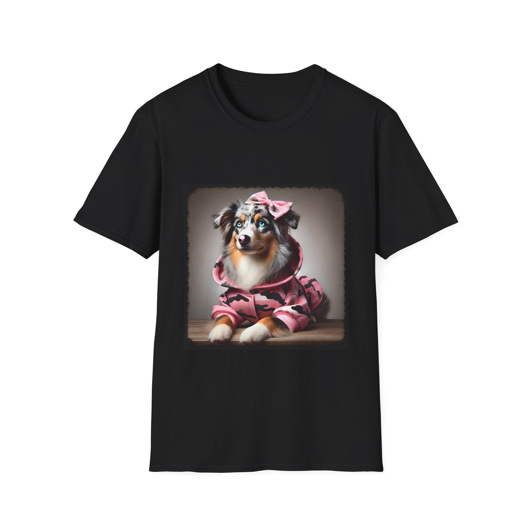 Miniature American Shepherd Pink Camo Cutie | Unisex Dog T-Shirt