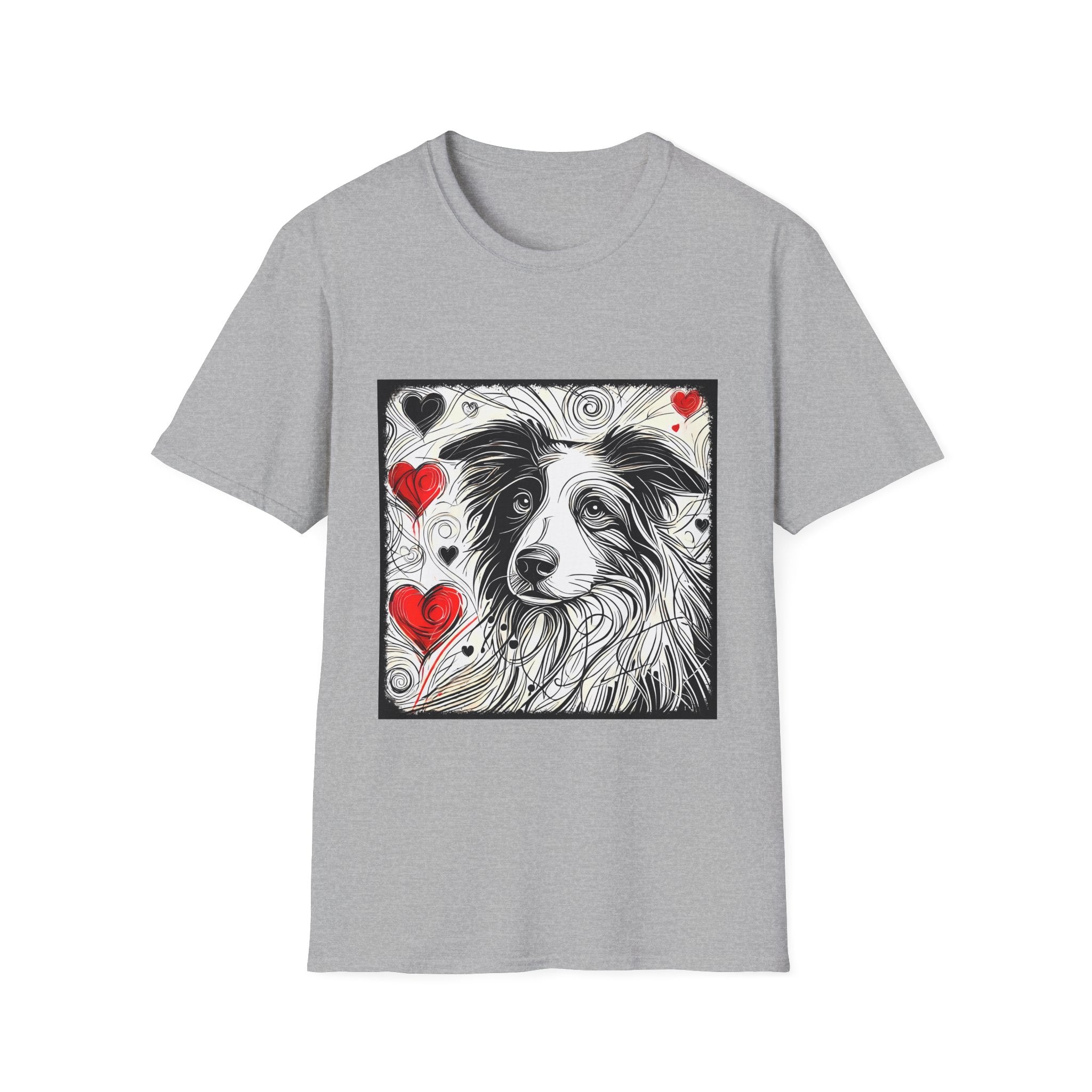 Border Collie Bold Heart Sketch | Unisex Dog T-Shirt