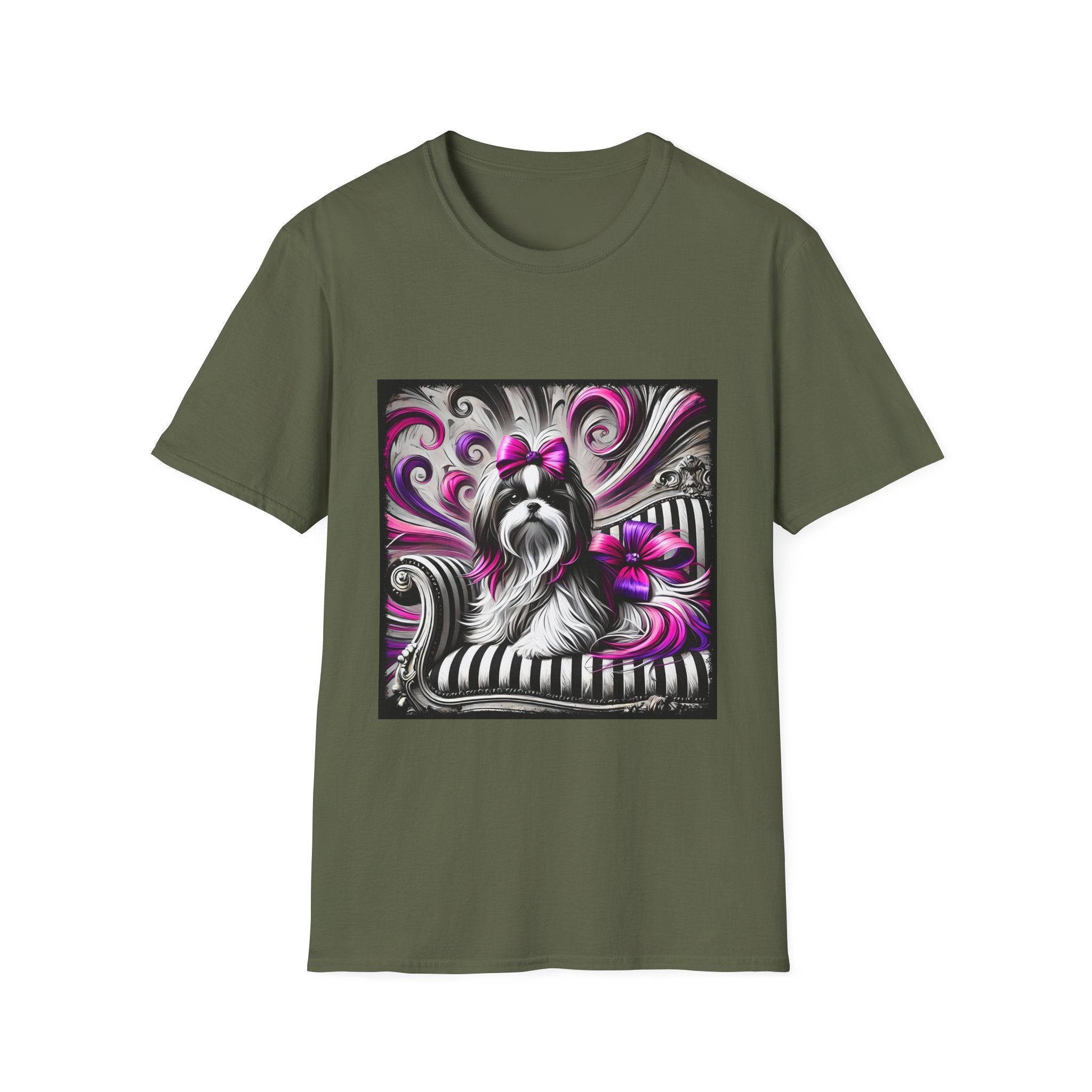 Shih Tzu B&W Pink Bow | Unisex Dog T-Shirt