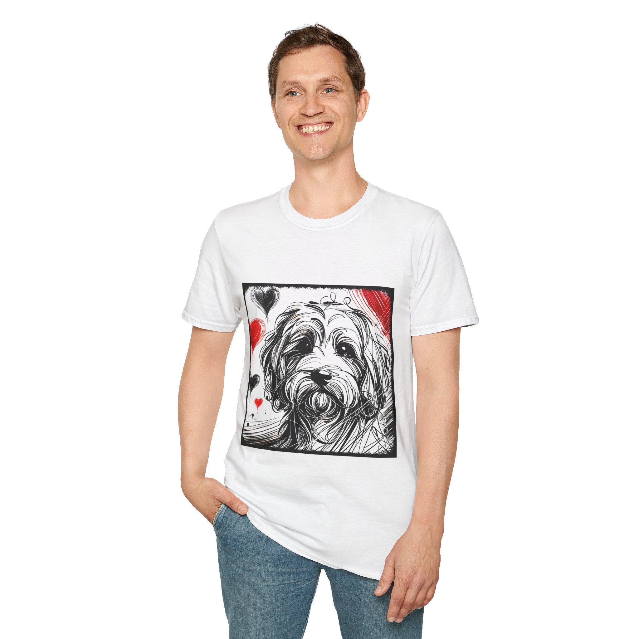 Cavapoo Bold Heart Sketch | Unisex Dog T-Shirt
