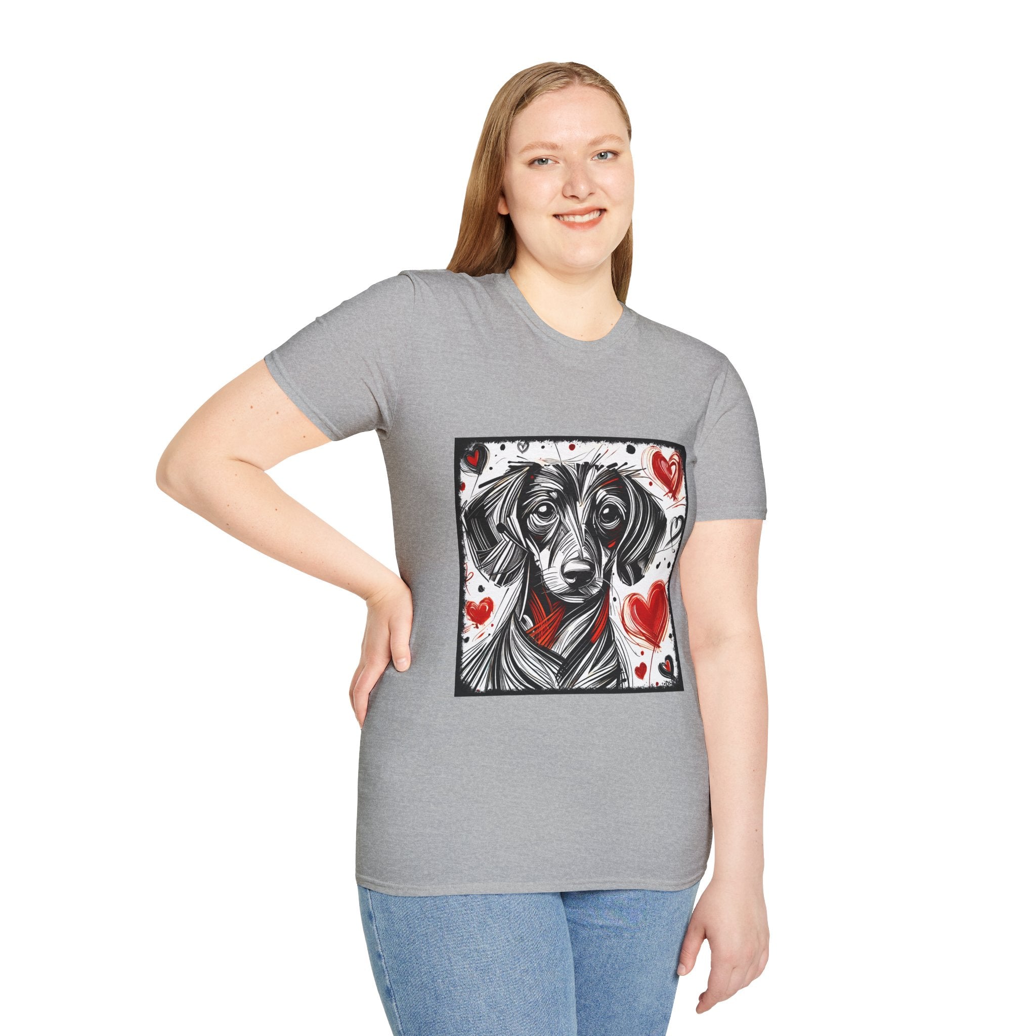 Dachshund Bold Heart Sketch | Unisex Dog T-Shirt