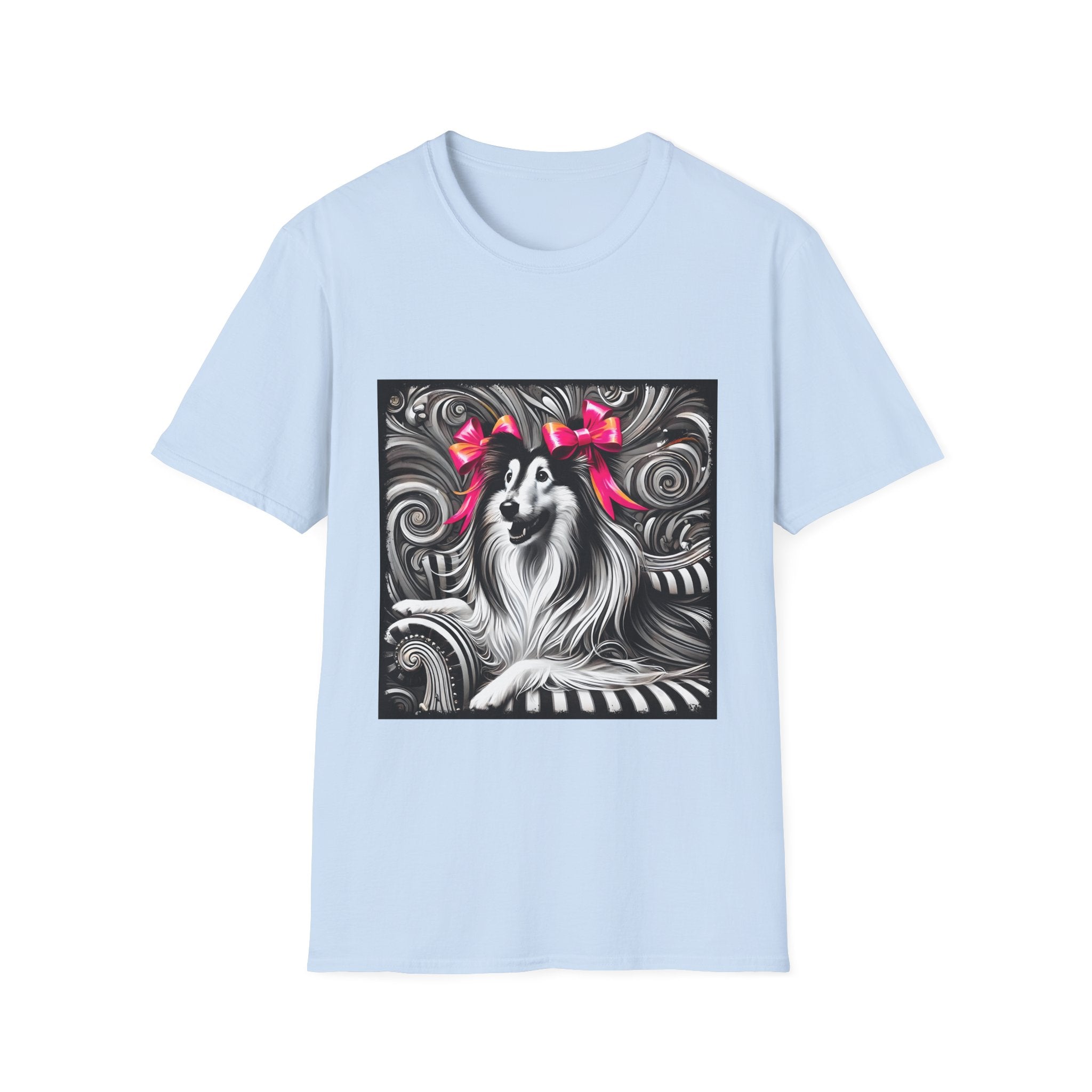 Collie B&W Pink Bow | Unisex Dog T-Shirt