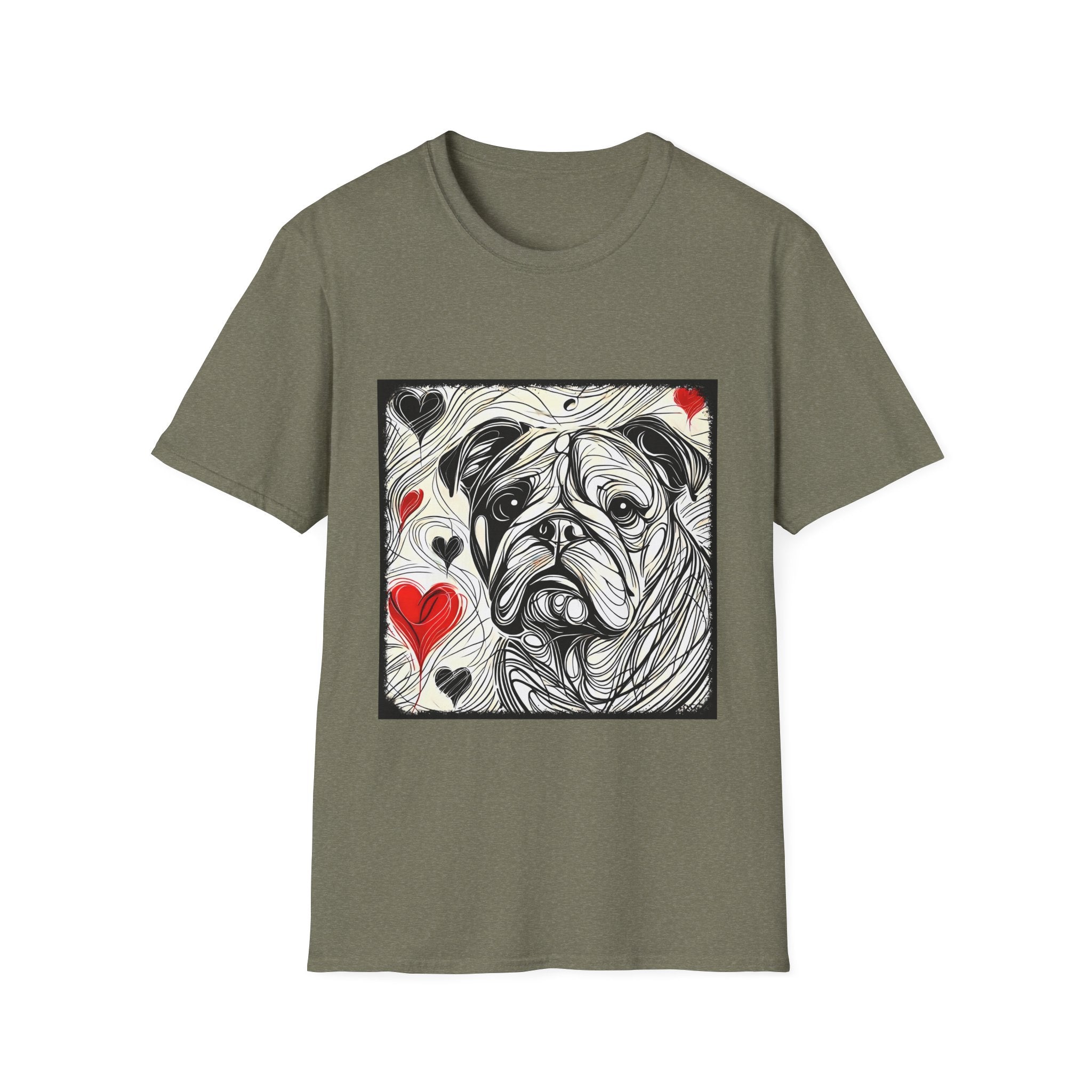 Bulldog Bold Heart Sketch | Unisex Dog T-Shirt