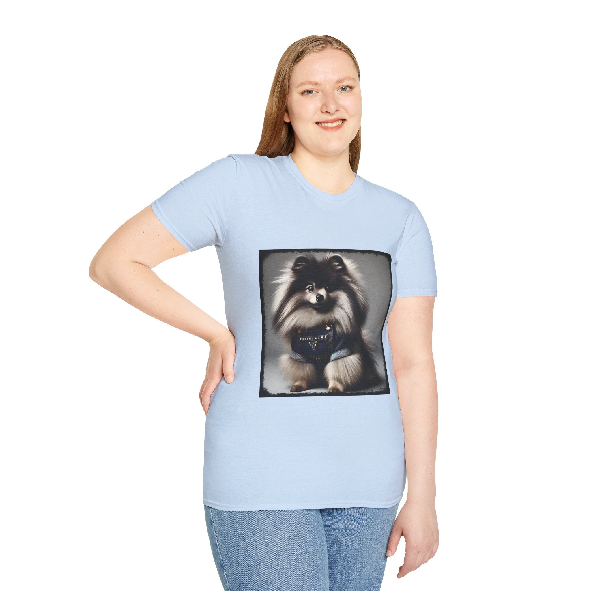 Pomeranian Denim Darling | Unisex Dog T-Shirt