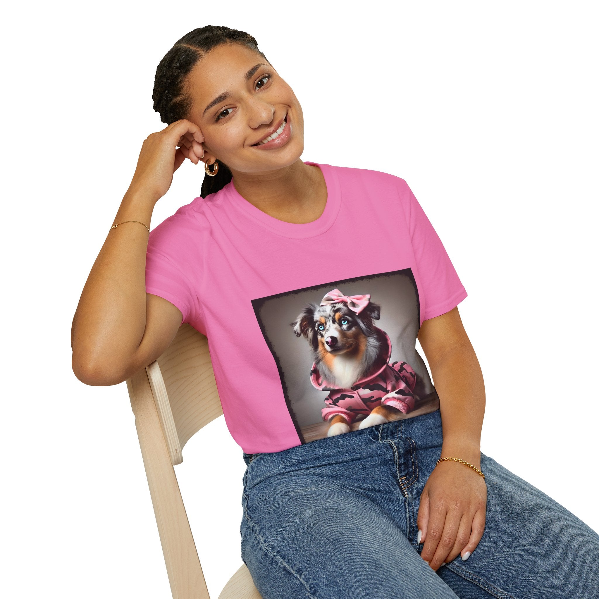 Miniature American Shepherd Pink Camo Cutie | Unisex Dog T-Shirt