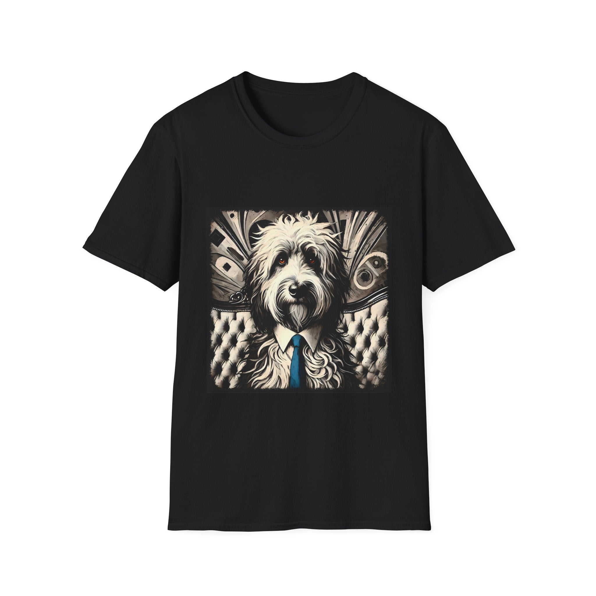 Sheepadoodle B&W Bold Eyes | Unisex Dog T-Shirt