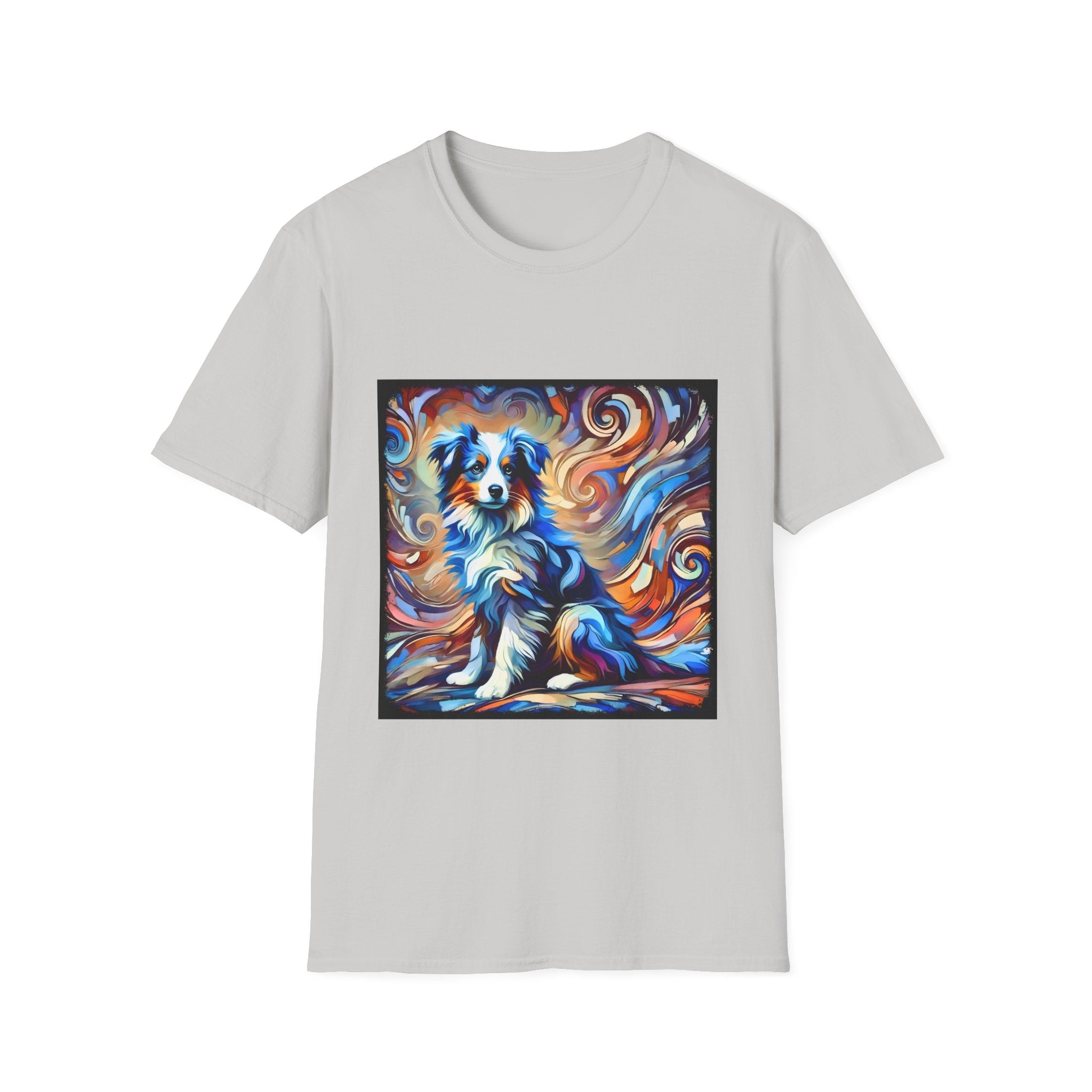 Miniature American Shepherd Blue Merle Swirl | Unisex Softstyle T-Shirt