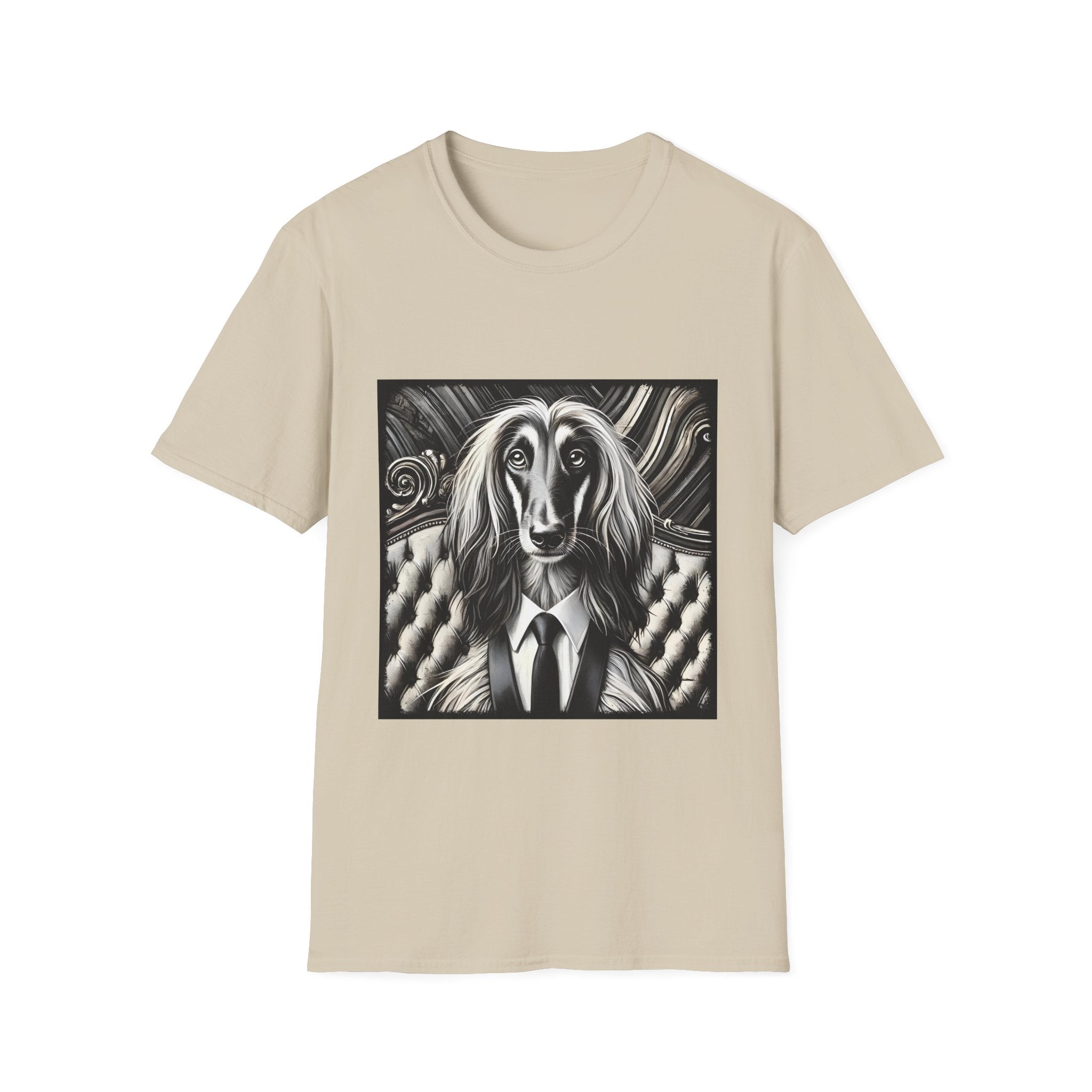 Afghan Hound B&W Bold Tie | Unisex Dog T-Shirt