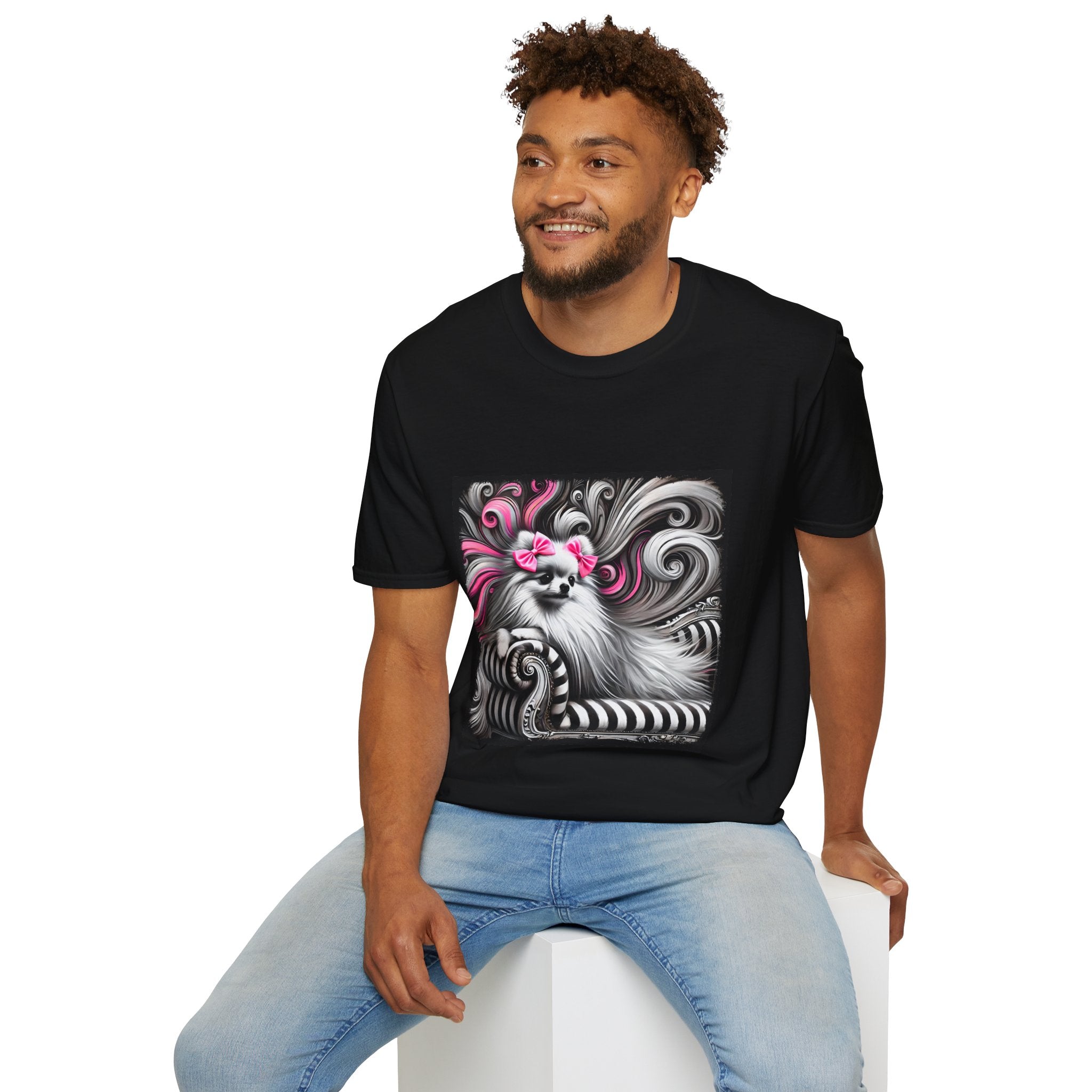 Pomeranian B&W Pink Bows | Unisex Dog T-Shirt