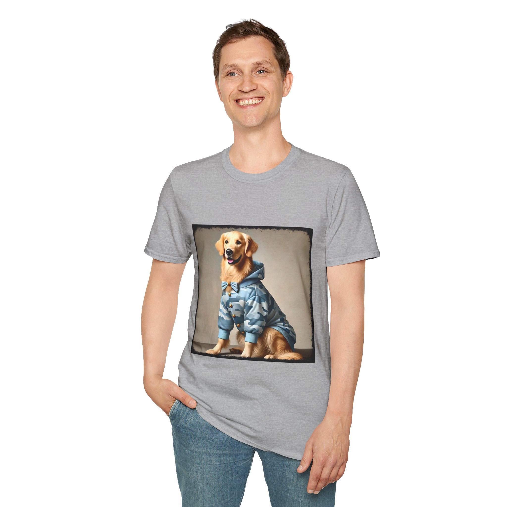 Golden Retriever Blue Camo Cutie | Unisex Softstyle T-Shirt