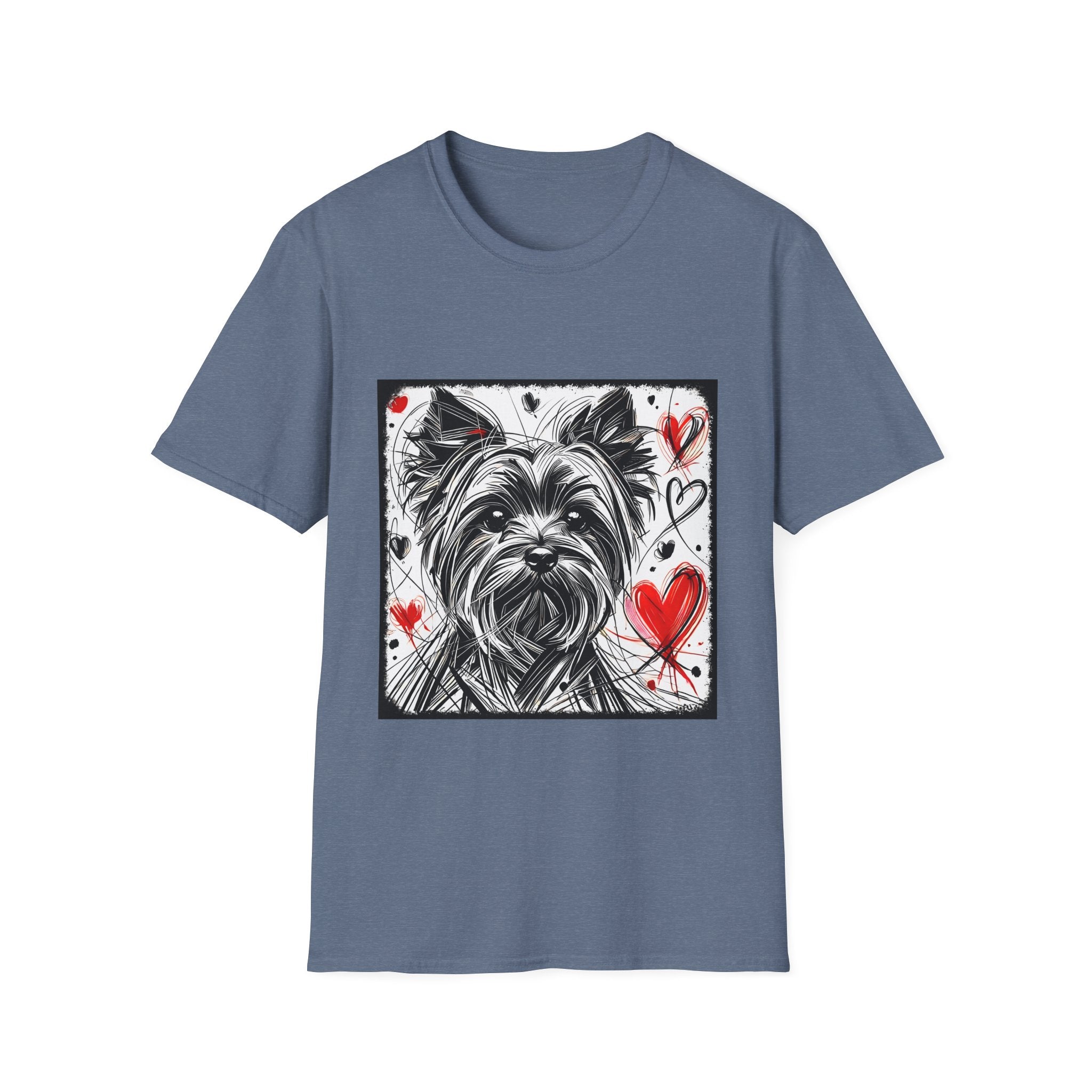 Yorkshire Terrier Bold Heart Sketch | Unisex Dog T-Shirt