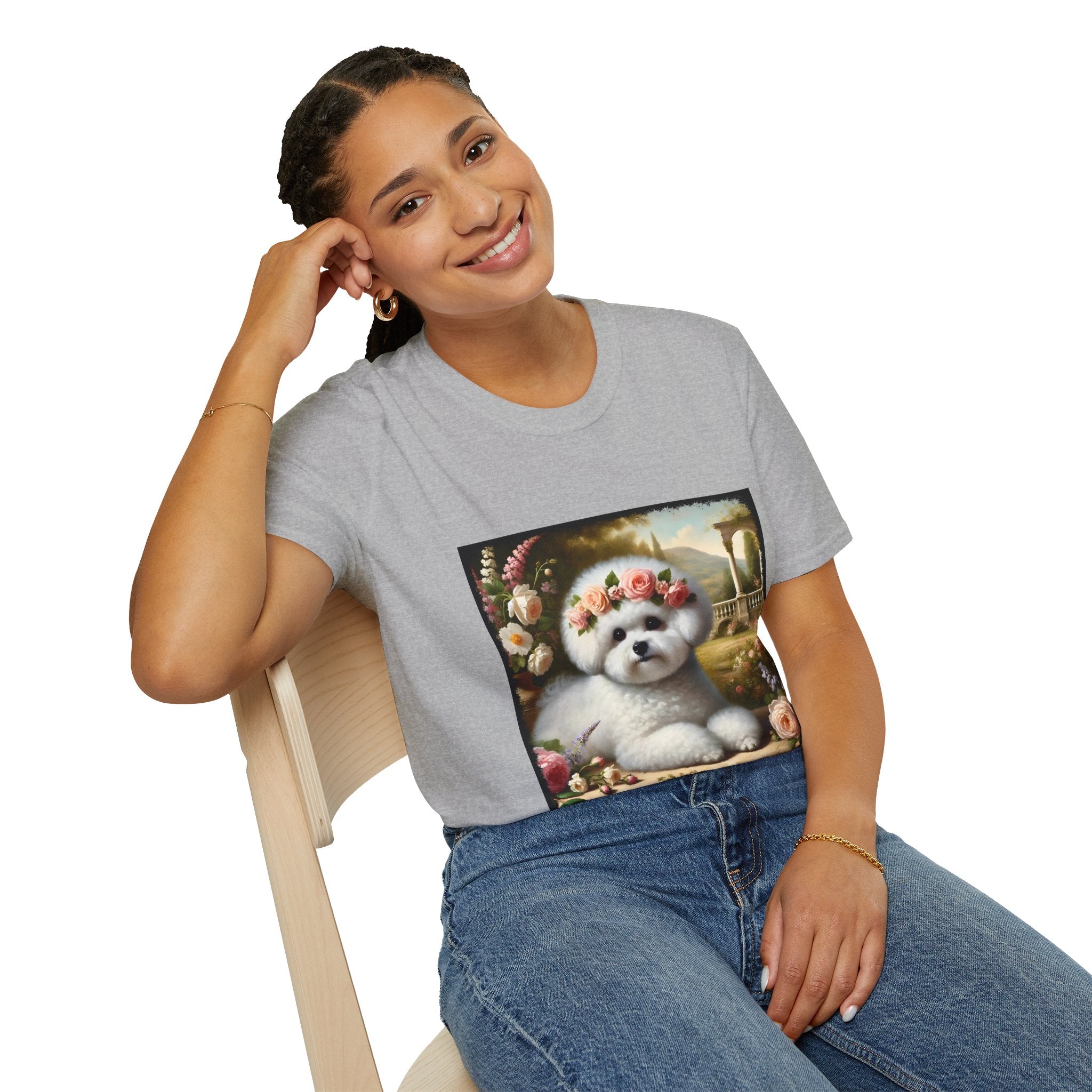Bichon Frise Rose Pup | Unisex Dog T-Shirt