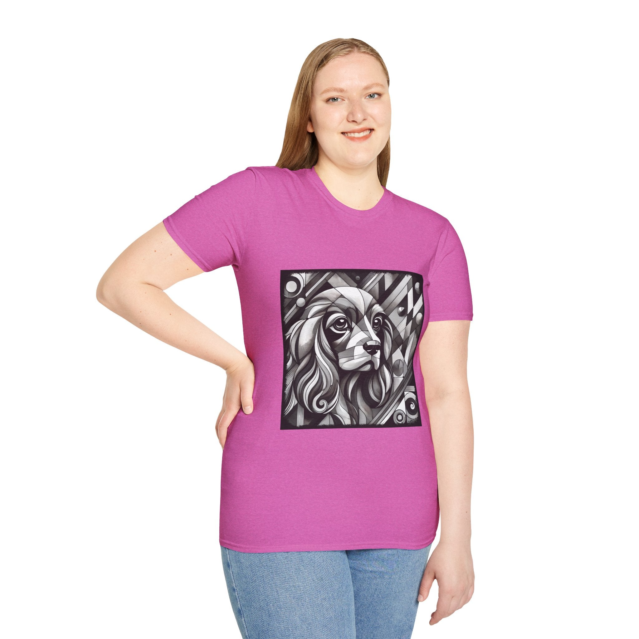Cocker Spaniel B&W Bold Geometric | Unisex Dog T-Shirt