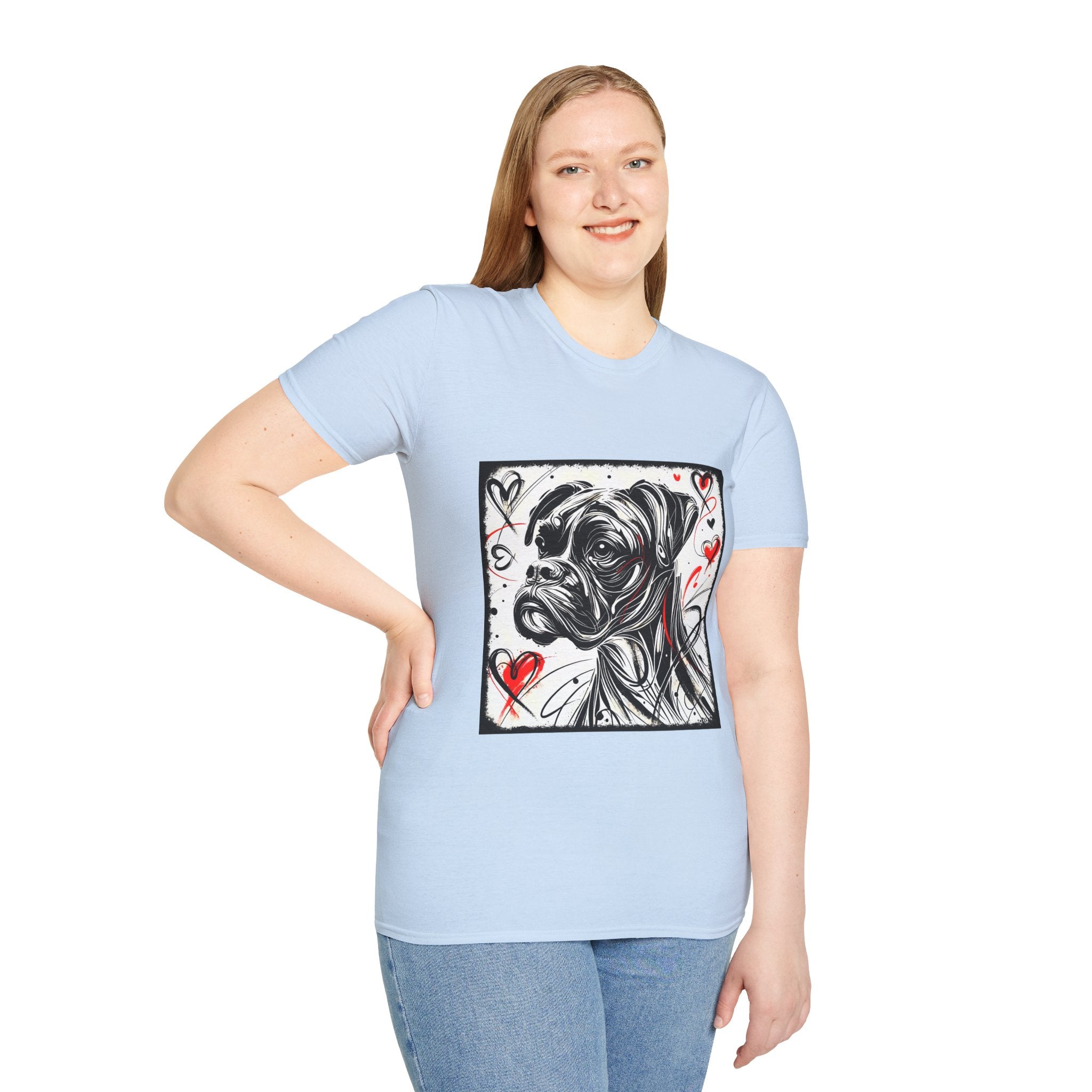 Boxer Bold Heart Sketch | Unisex Dog T-Shirt