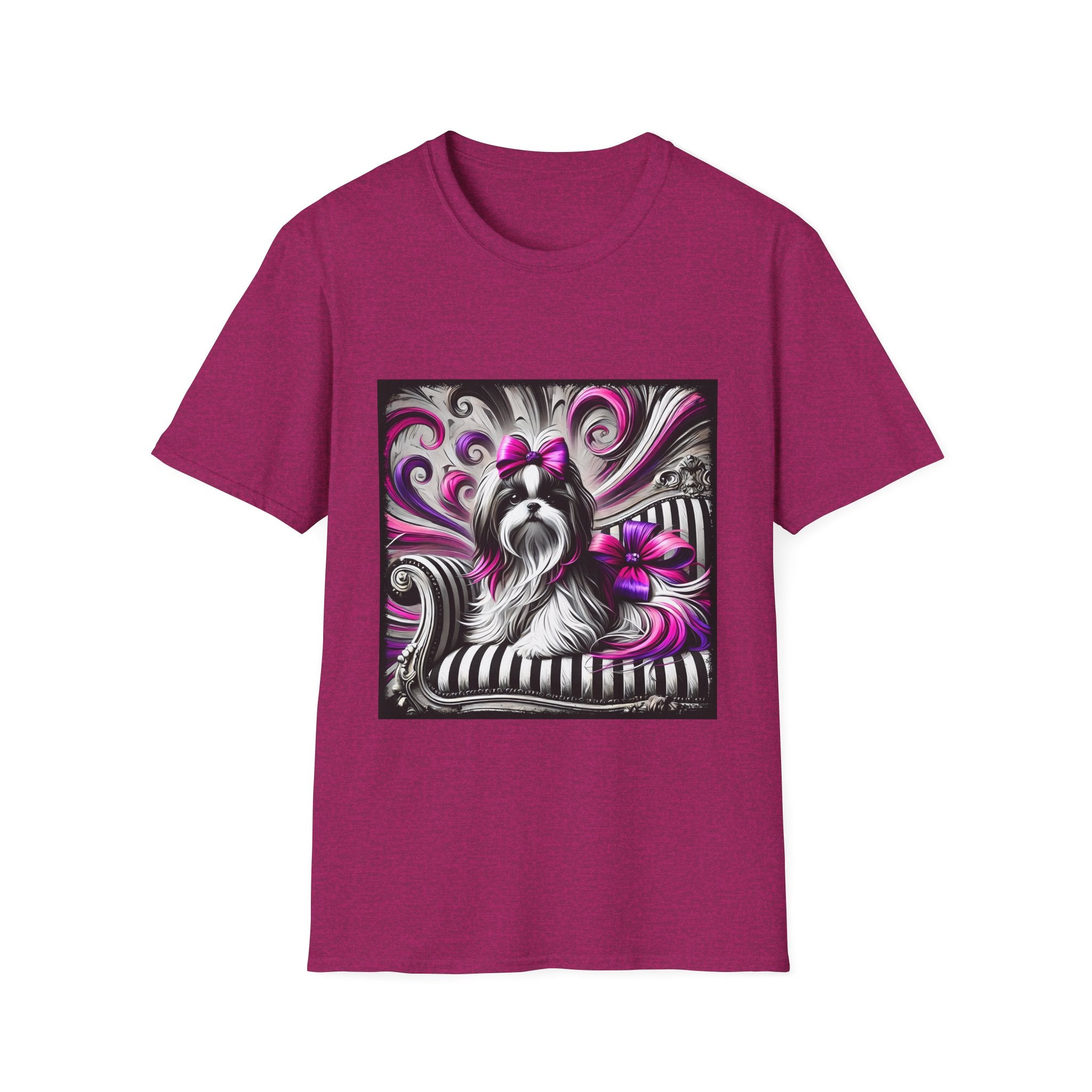 Shih Tzu B&W Pink Bow | Unisex Dog T-Shirt